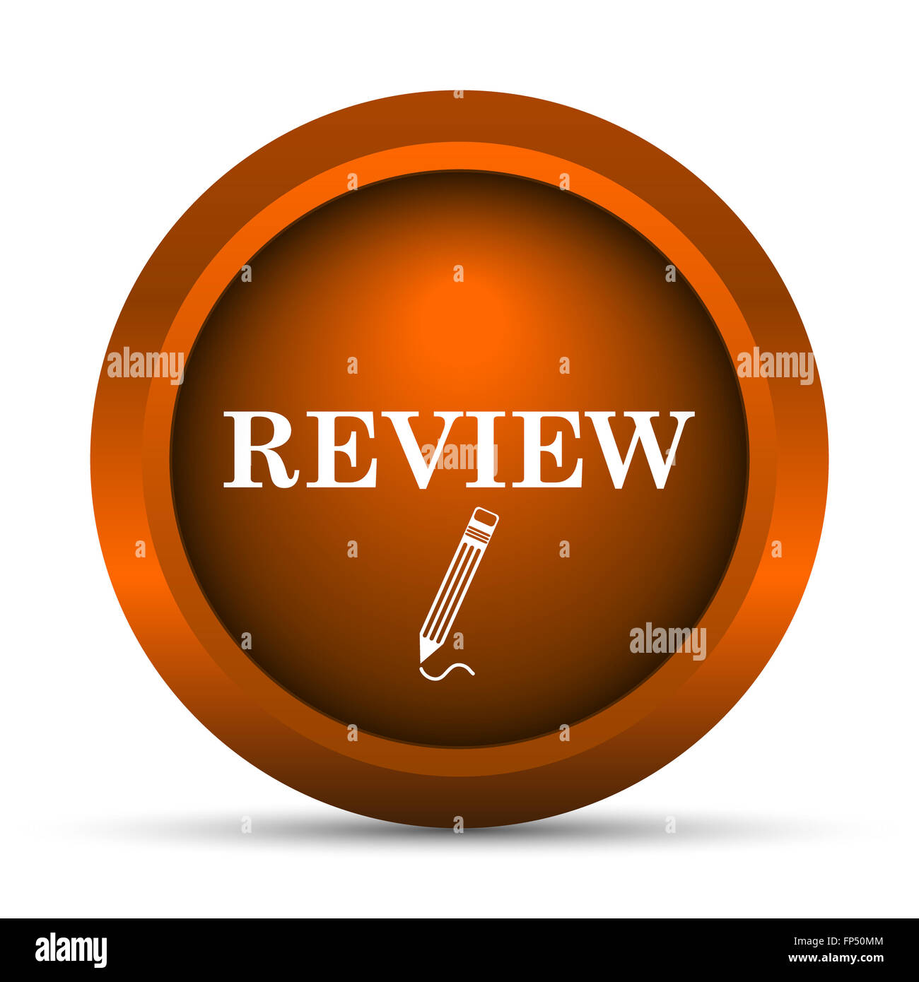 Review icon. Internet button on white background Stock Photo - Alamy