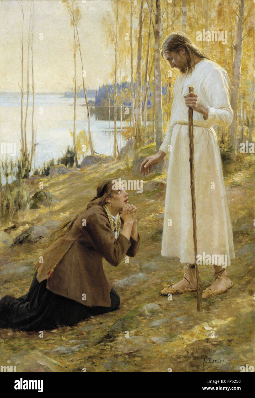 Albert Edelfelt - Christ and Mary Magdalene, a Finnish Legend Stock Photo