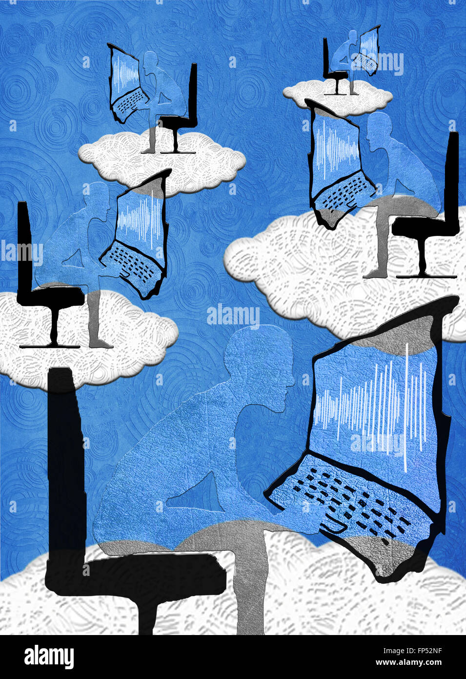 cloud computing concept digital illustration Stock Photo