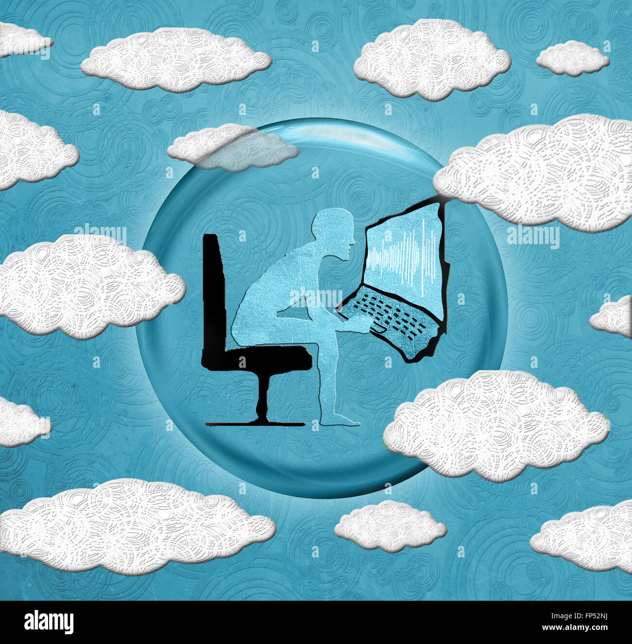 cloud computing concept digital illustration Stock Photo