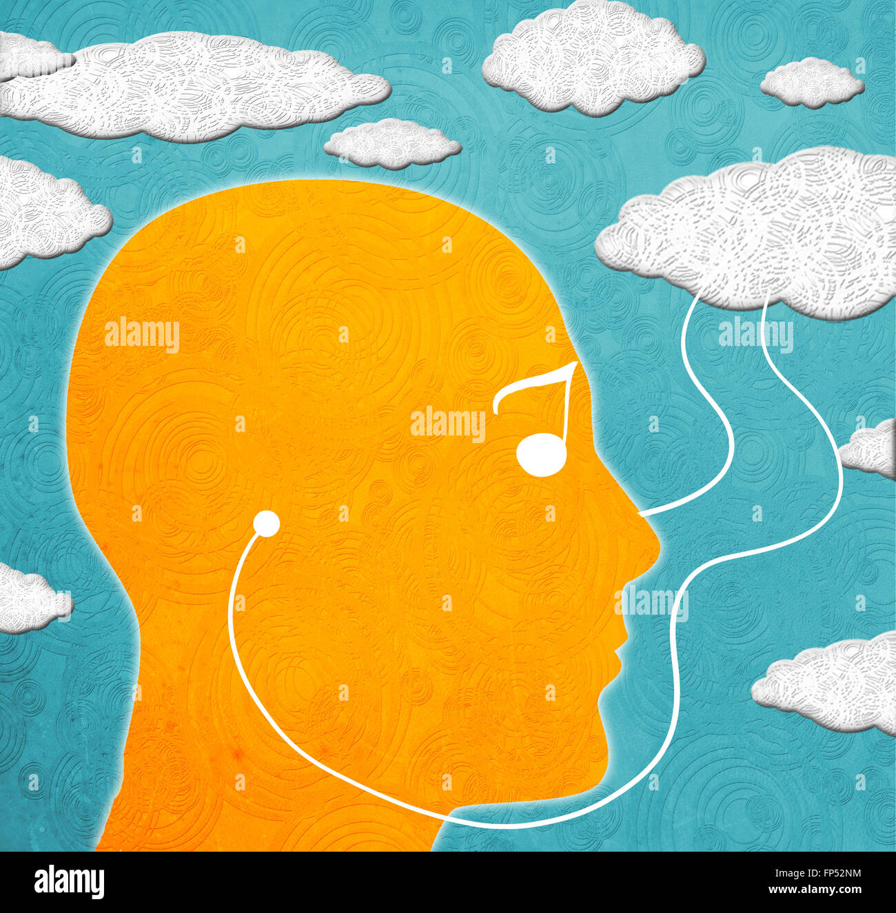 cloud computing music digital illustration Stock Photo