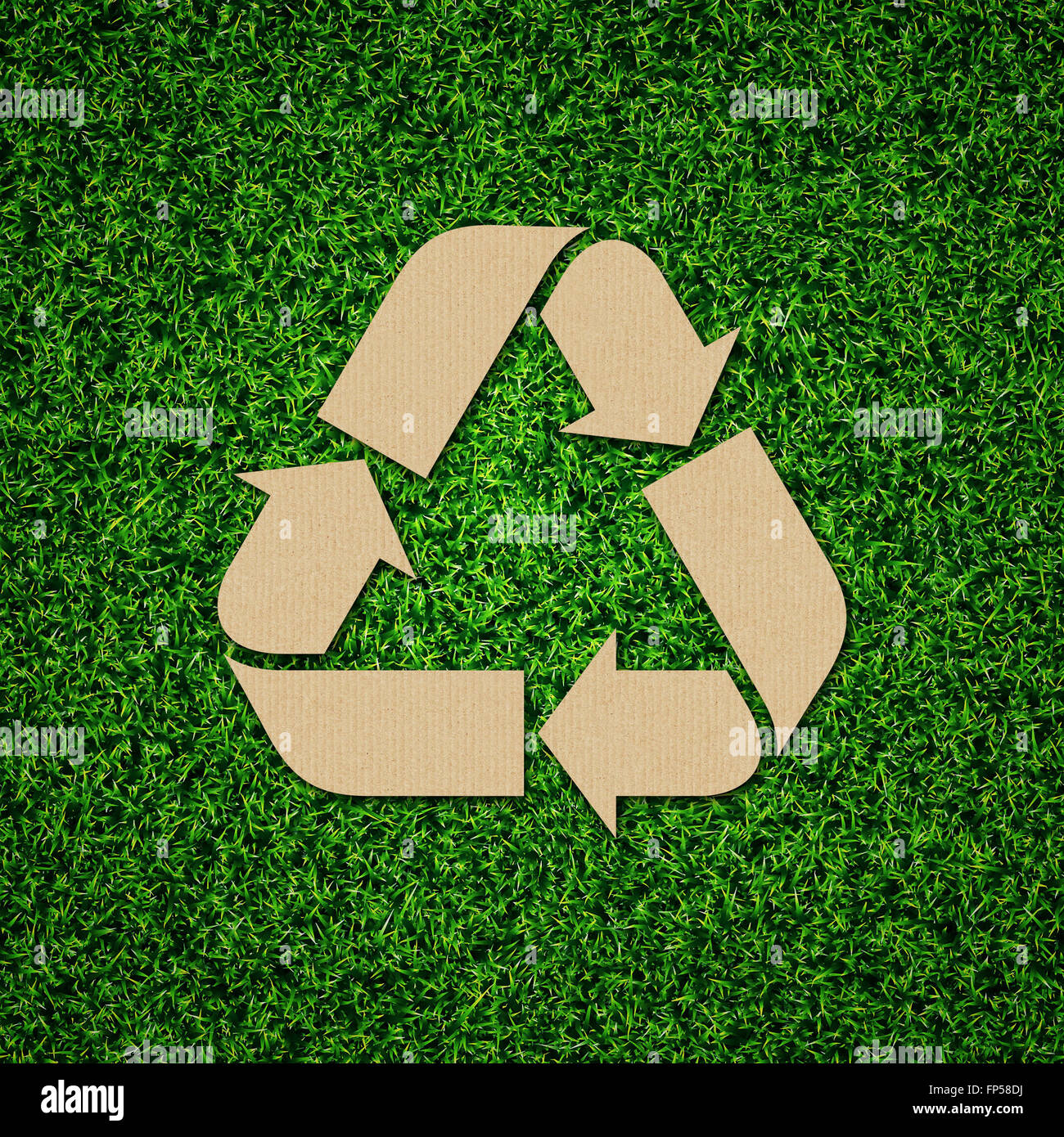 Recycle, reduce, reuse icon symbol concept on green grass Stock Photo ...