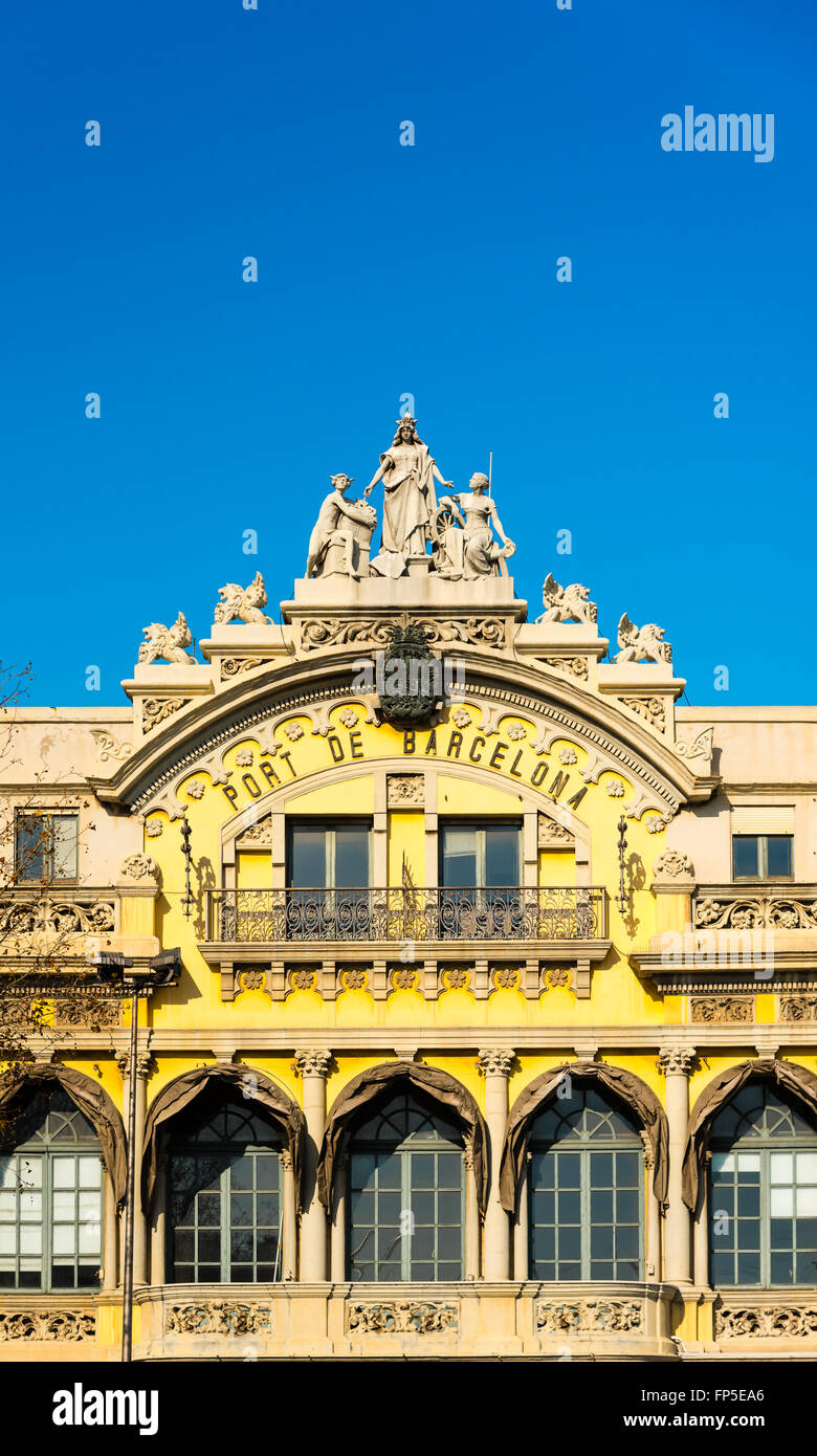 facade of barcelona's harbor building Stock Photo