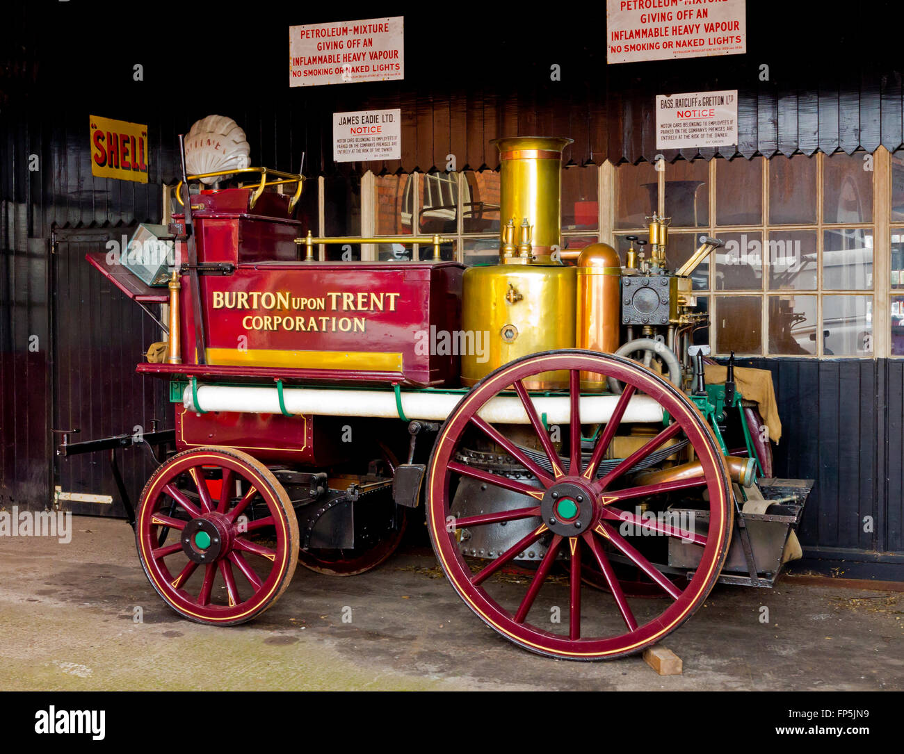 Steam powered fire engine on display at the National Brewery Centre a  museum in Burton upon Trent Staffordshire England UK Stock Photo - Alamy