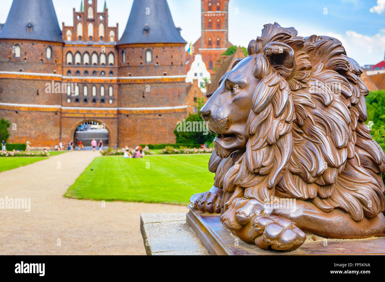 Lion statue. Lubeck, Germany Stock Photo Alamy