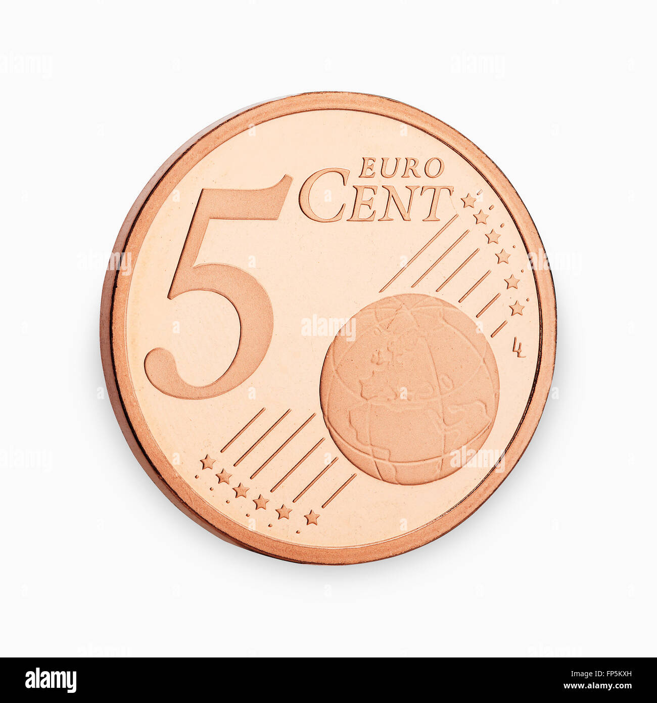 five euro coin cent isolated on white background Stock Photo - Alamy