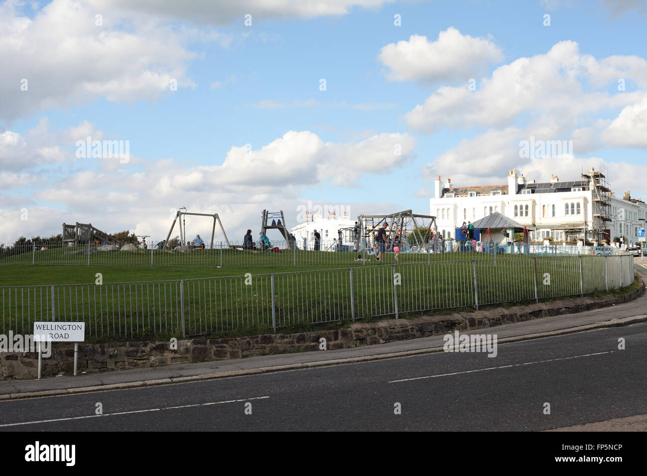 Playground on the top of Wellington Road, West Hill, Hastings, East Sussex, UK Stock Photo