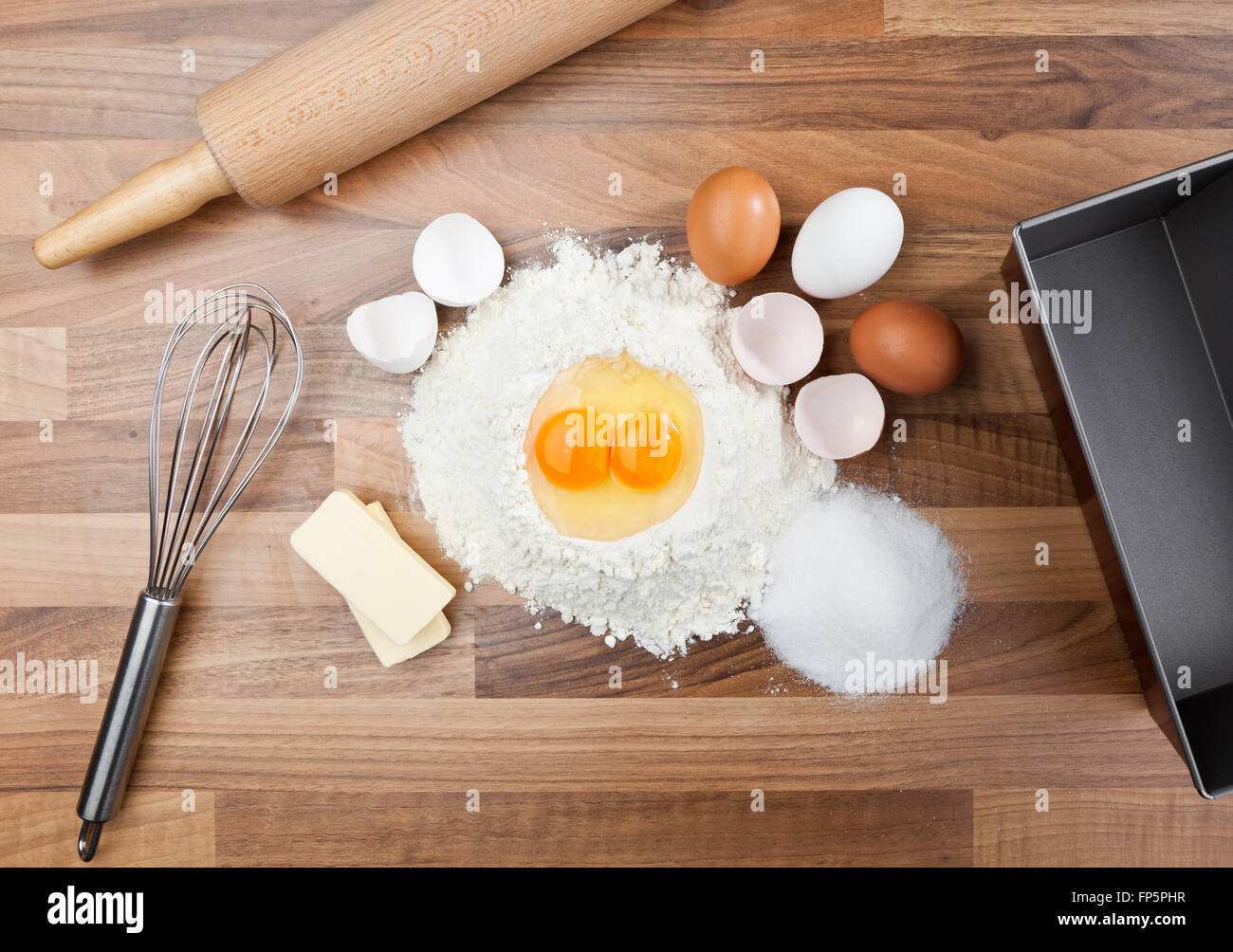 Basic ingredients for baking. All the ingredients and utensils