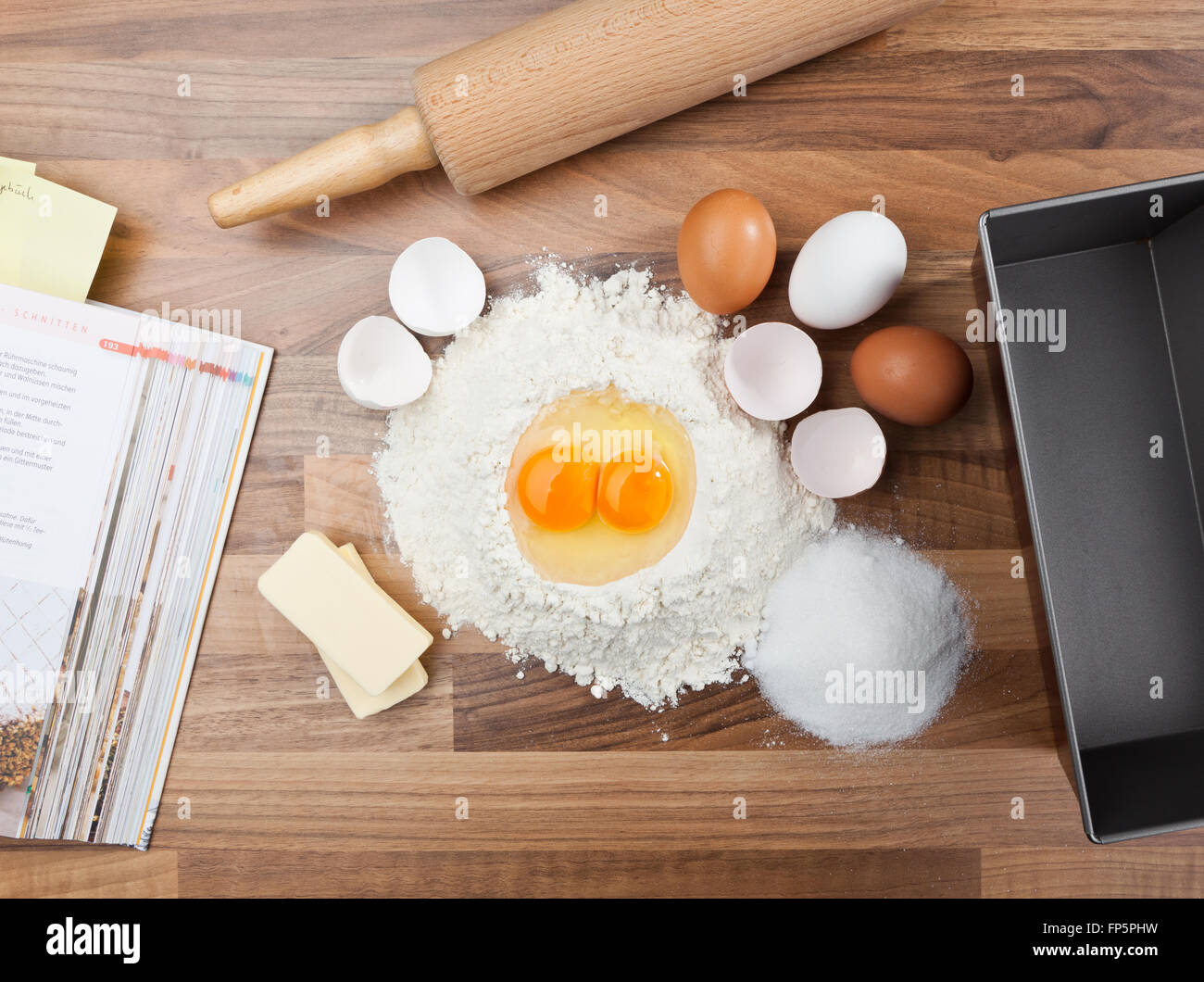 Basic ingredients for baking. All the ingredients and utensils
