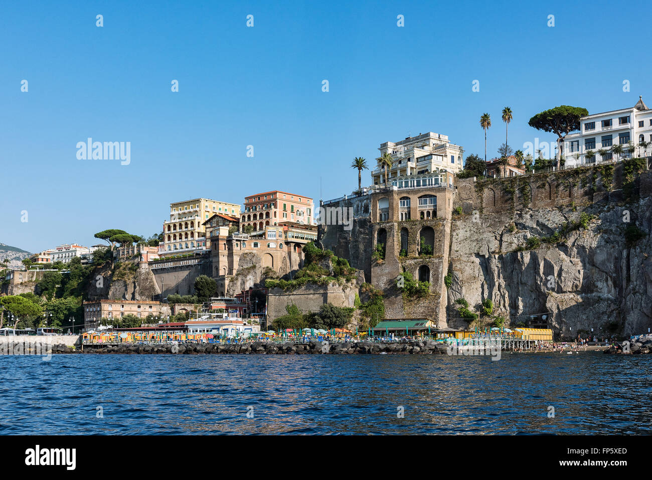 Town of Sorrento as seen from the water, Campania, Italy Stock Photo
