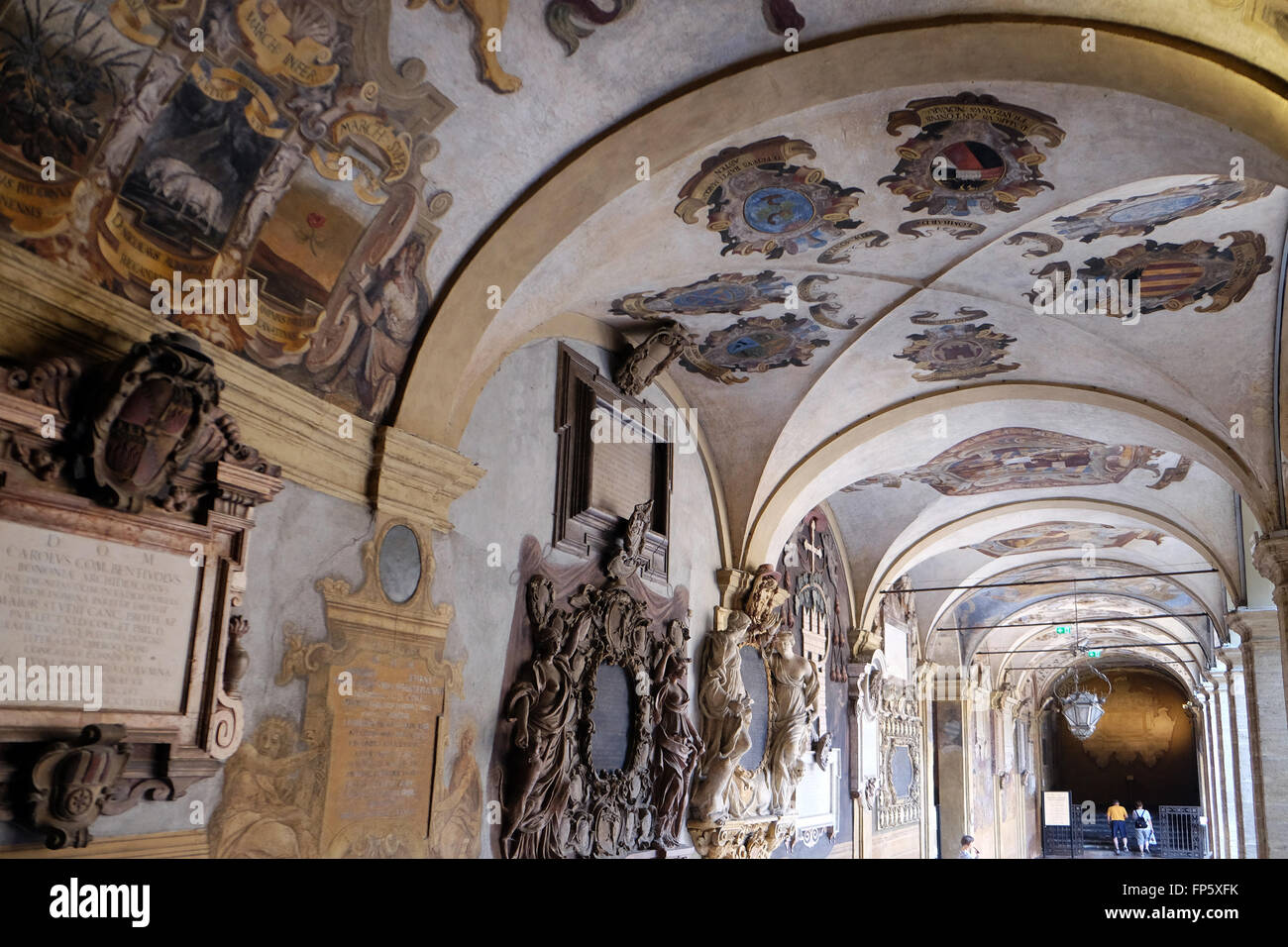 External atrium of Archiginnasio in Bologna, Italy on June 04, 2015 ...