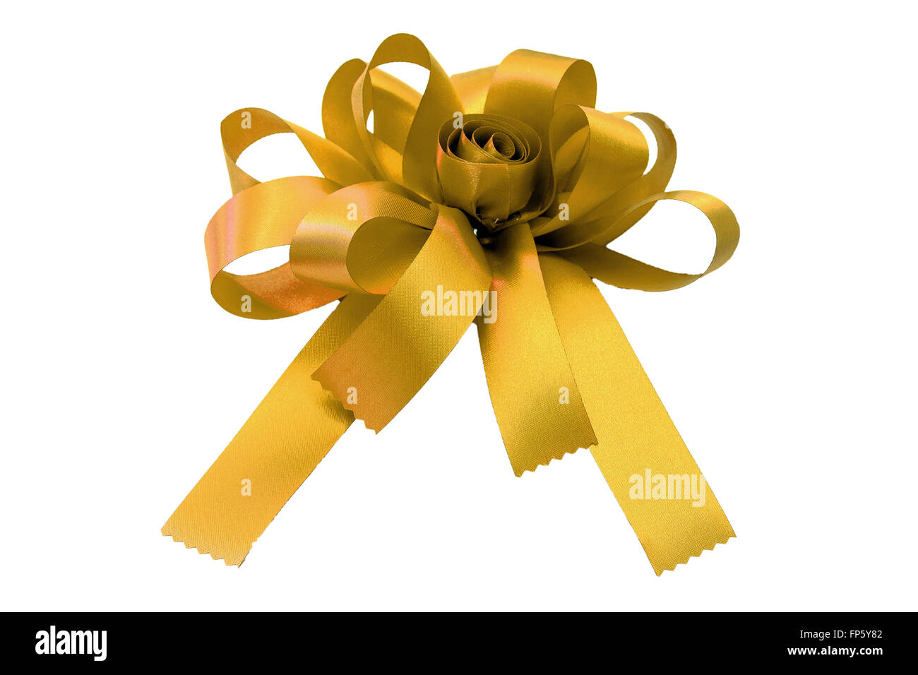 Gold ribbon bow isolated on white background Stock Photo Alamy