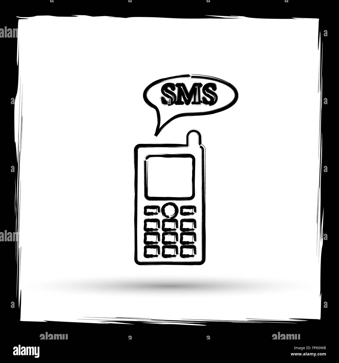 SMS icon. Internet button on white background. Outline design imitating ...