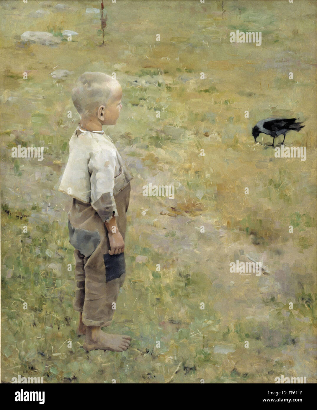 Akseli Gallen-Kallela - Boy with a Crow Stock Photo