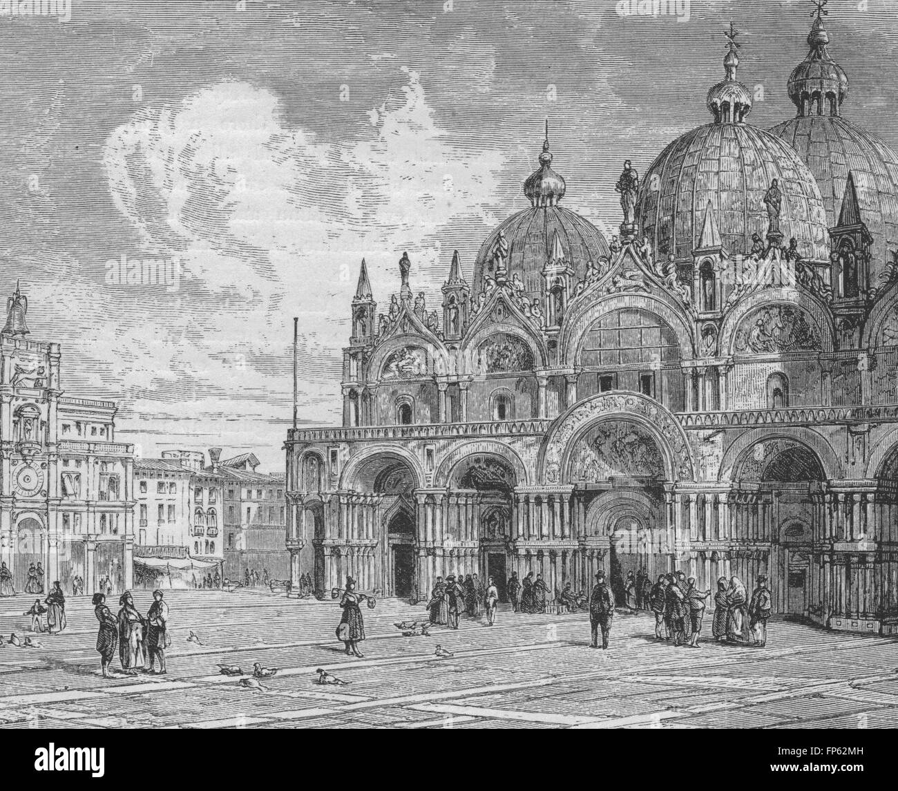 VENICE: Piazza of St Mark, antique print 1882 Stock Photo