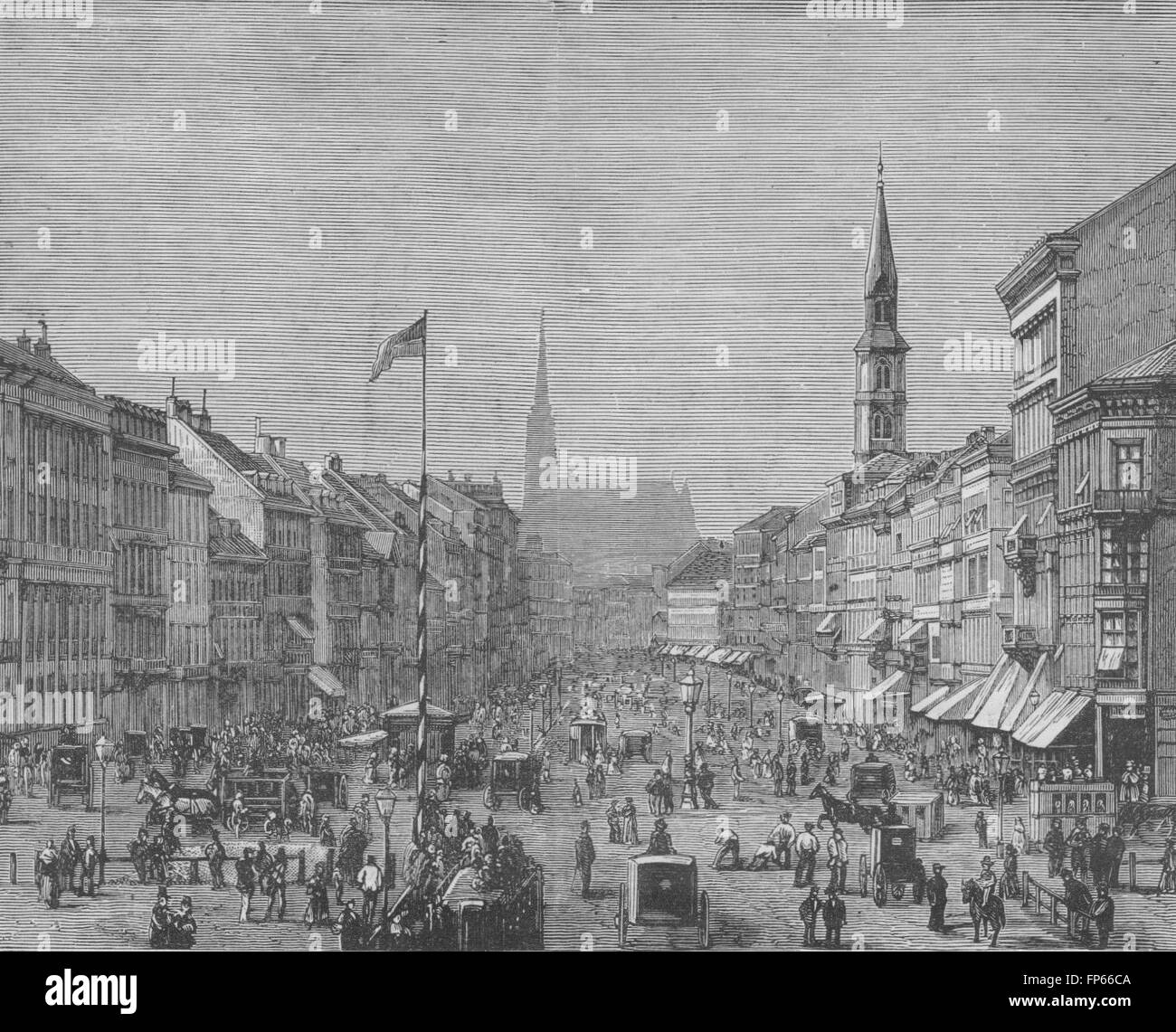 VIENNA: The Prater Strasse, antique print 1882 Stock Photo