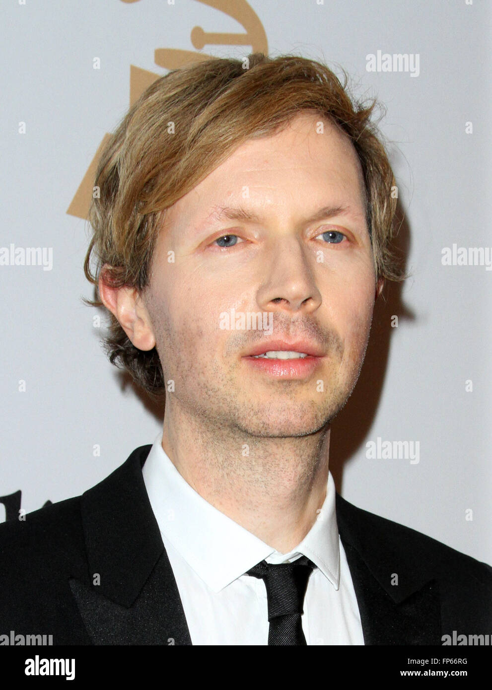 Clive Davis 2016 Pre-Grammy Gala held at the Beverly Hilton Hotel  Featuring: Beck Where: Los Angeles, California, United States When: 14 Feb 2016 Stock Photo