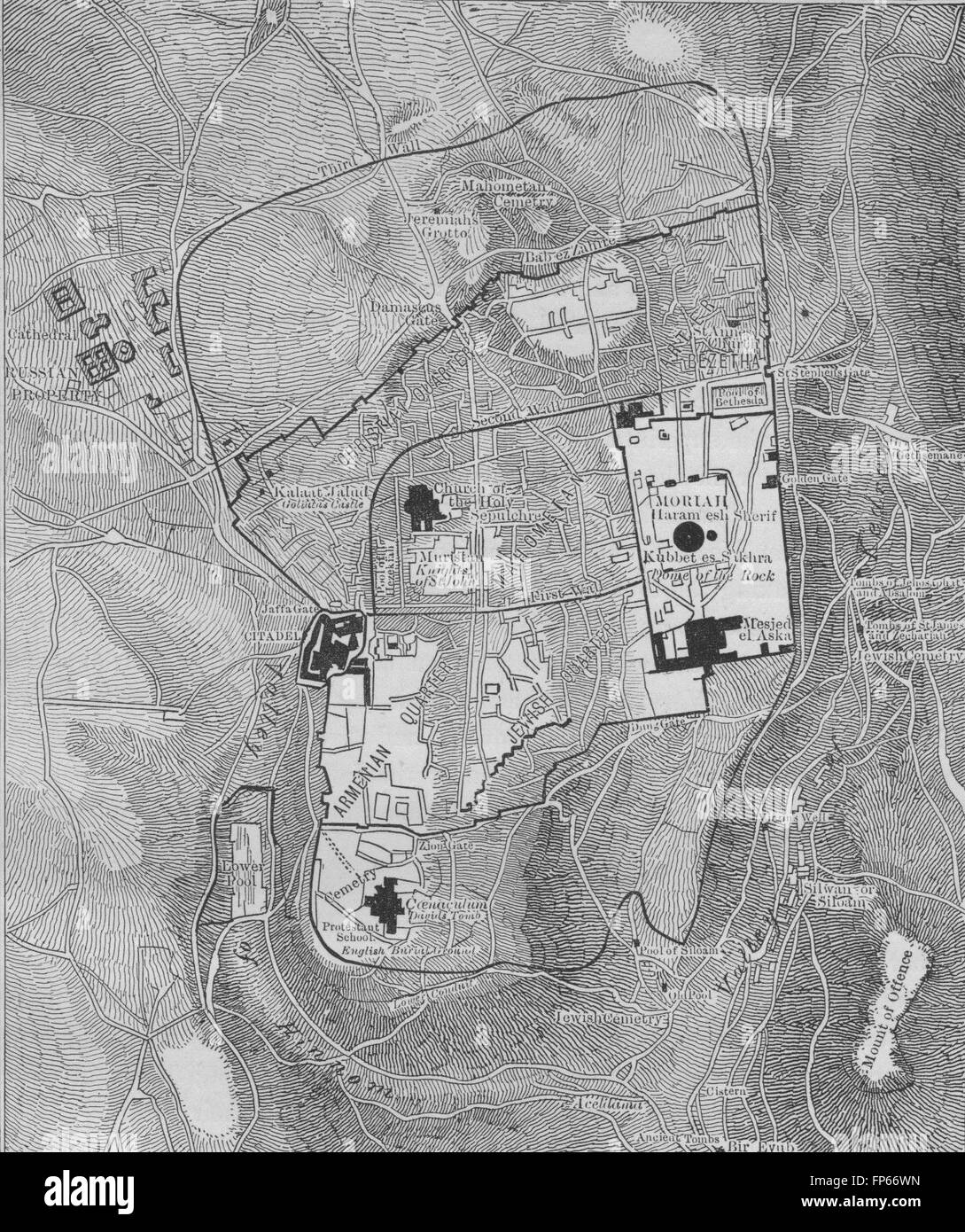 JERUSALEM: Map of Jerusalem and surrounding Country, 1882 Stock Photo