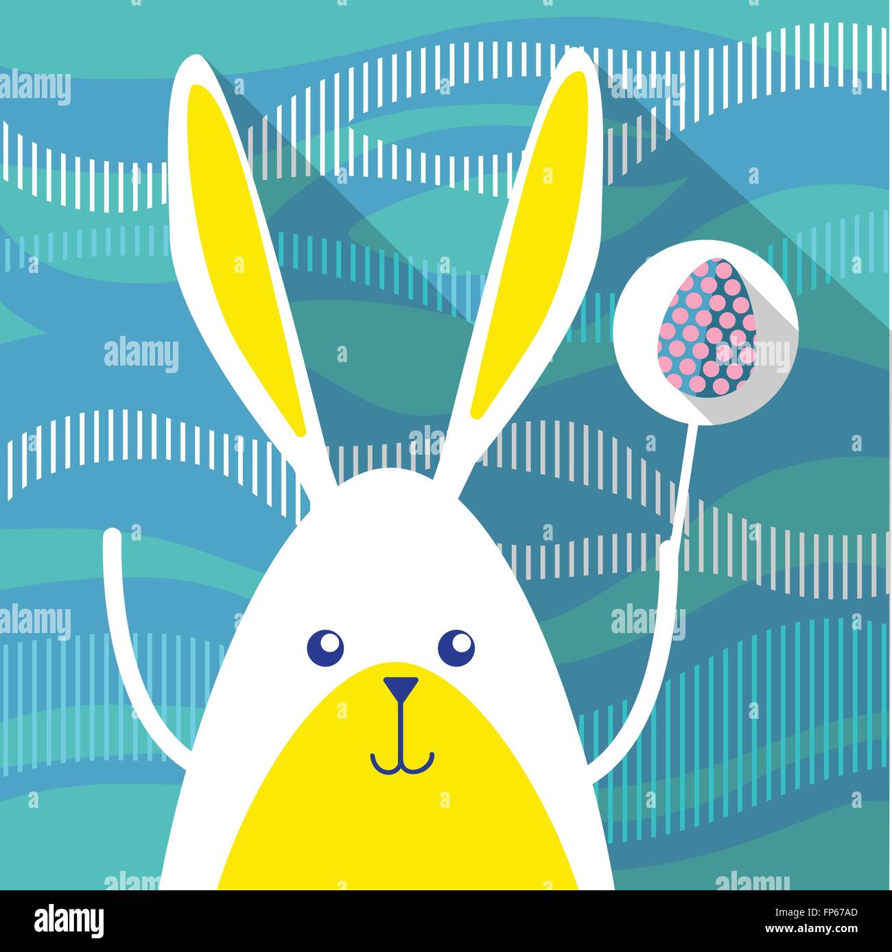Easter Rabbit Hold Decorated Colorful Egg Holiday Symbols Stock Vector ...