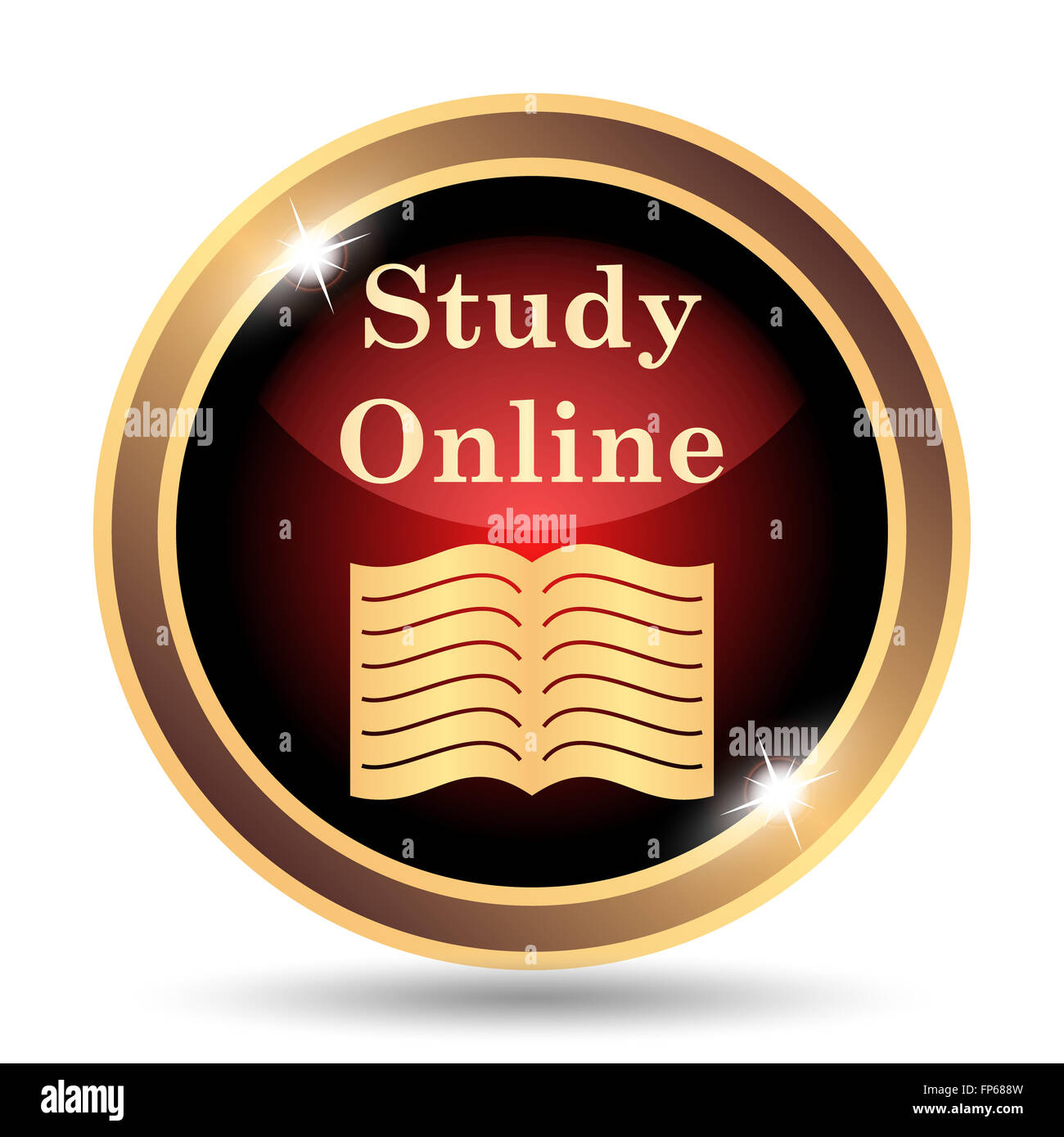Study online icon. Internet button on white background Stock Photo - Alamy
