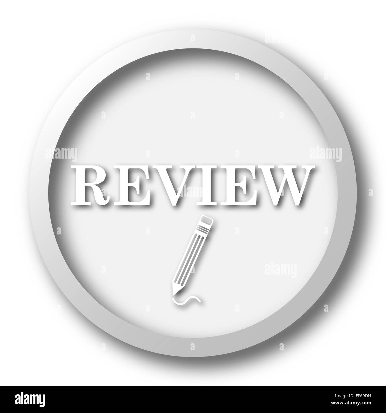 Review icon. Internet button on white background Stock Photo - Alamy