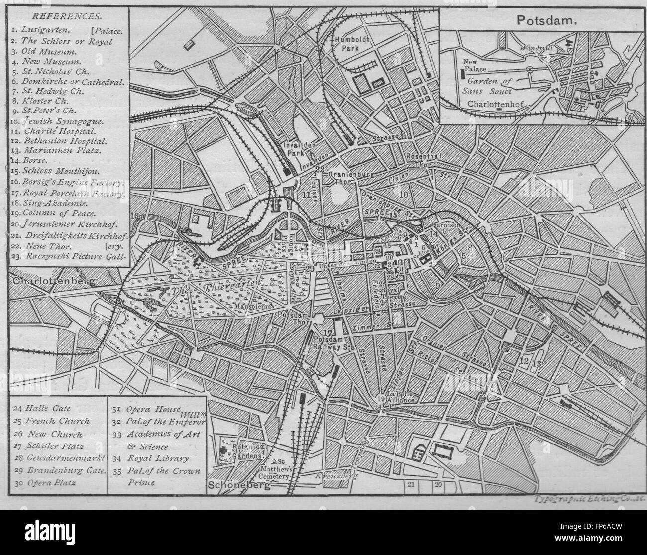 BERLIN: Plan of Berlin, 1882 antique map Stock Photo