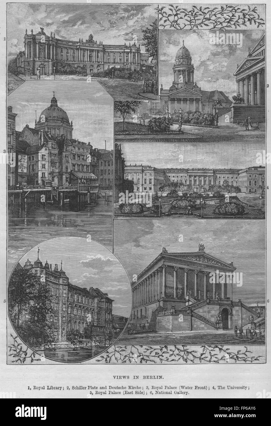 BERLIN: Royal Library/Palace Schiller Platz Deutsche Kirche University, 1882 Stock Photo