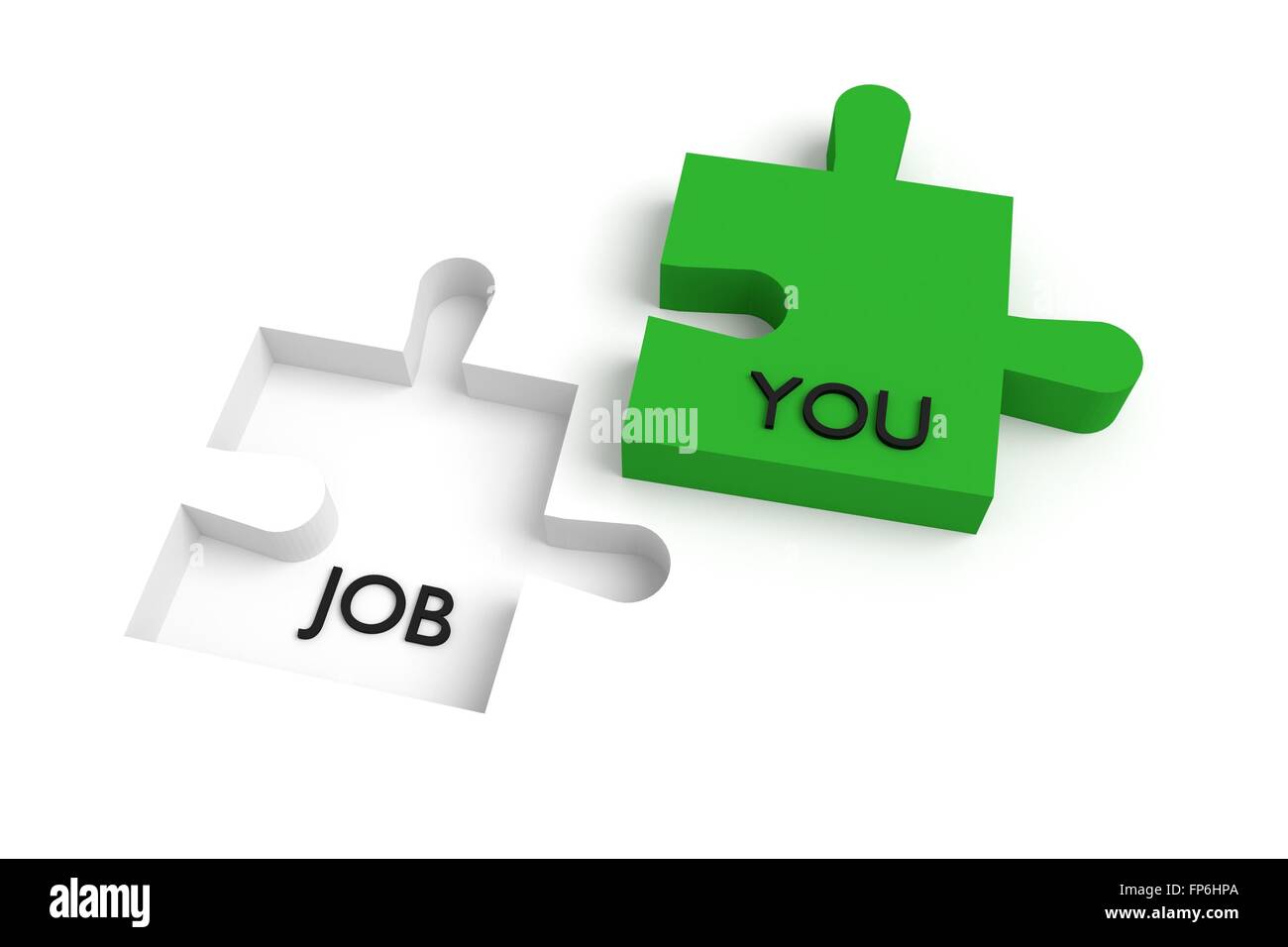 Missing puzzle piece, a job for you, green and white Stock Photo - Alamy