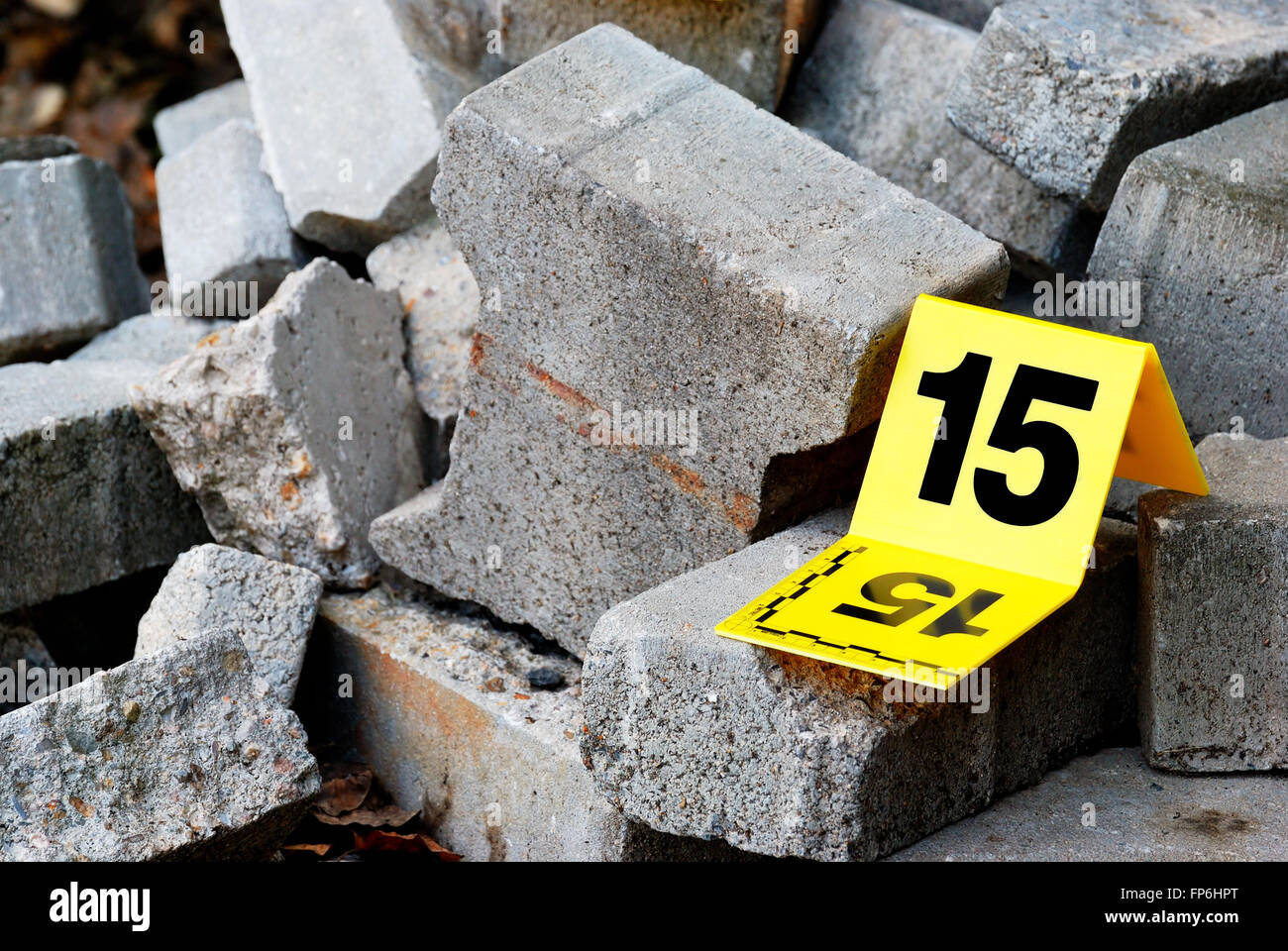 Crime Evidence Marker Next to Concrete Stock Photo Alamy