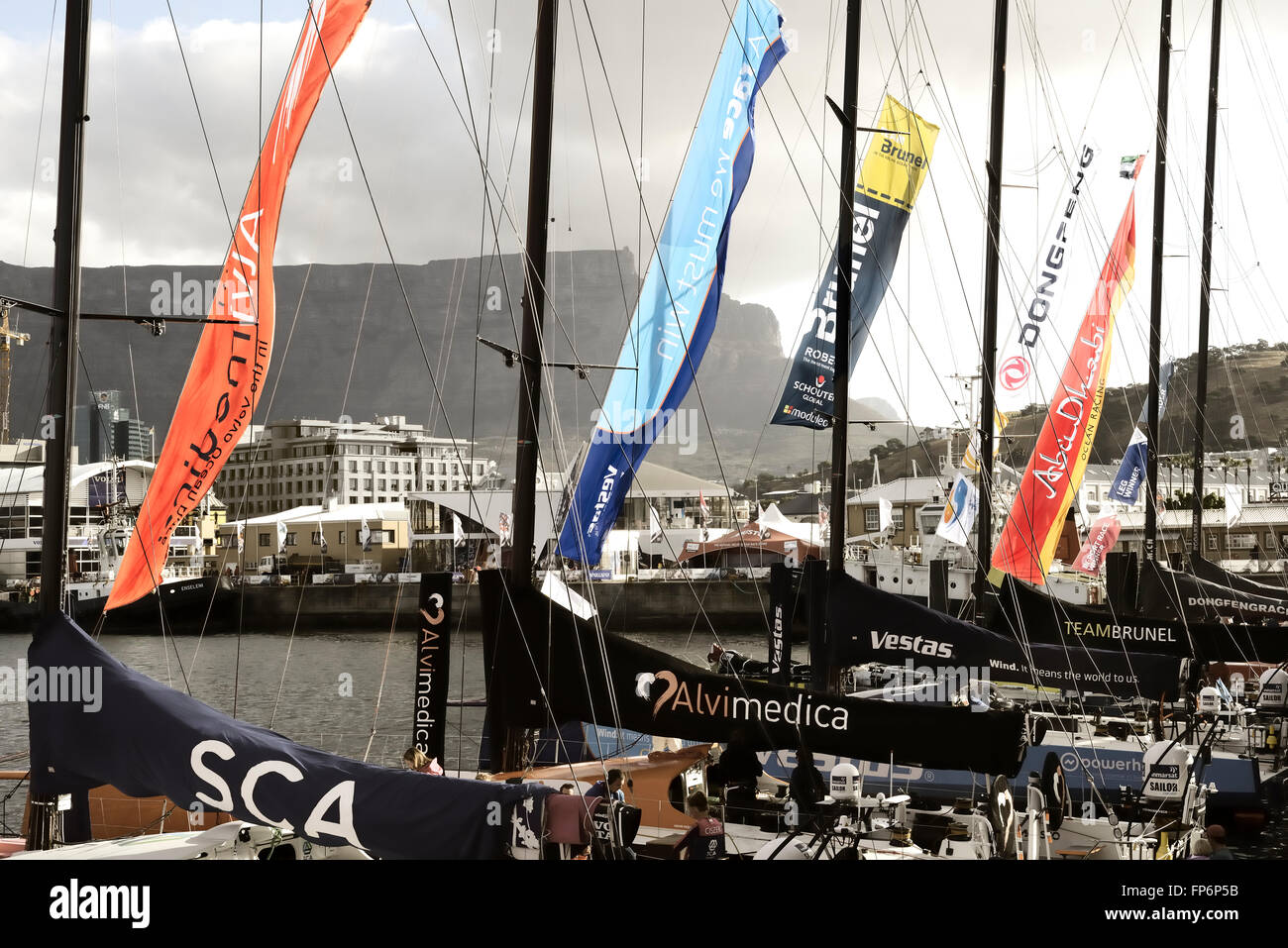 Volvo Ocean Race Sailing Fleet in Cape Town, South Africa Stock Photo