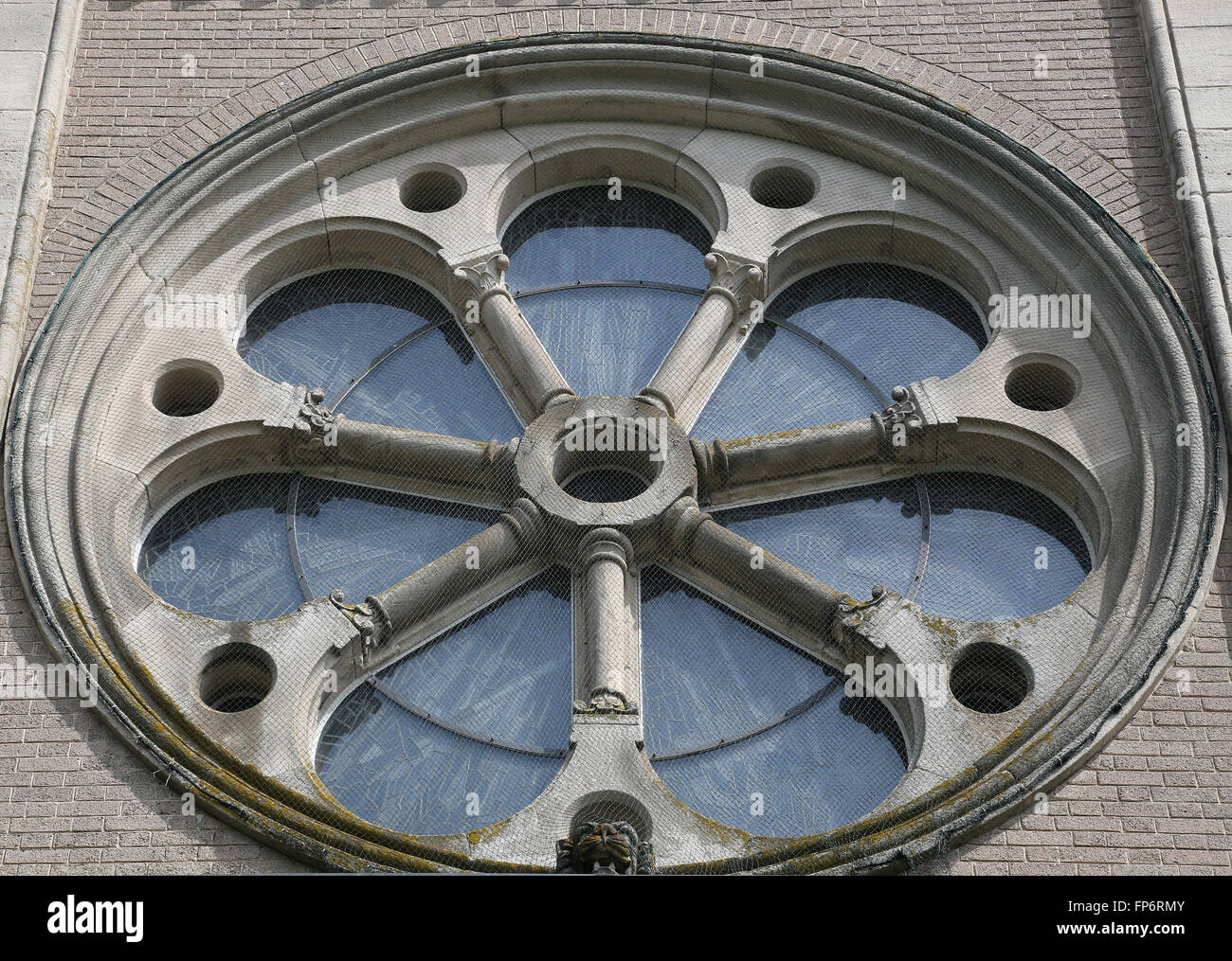 Rosette of the parish church in Wasseralfingen, Germany on May 05, 2014. Stock Photo