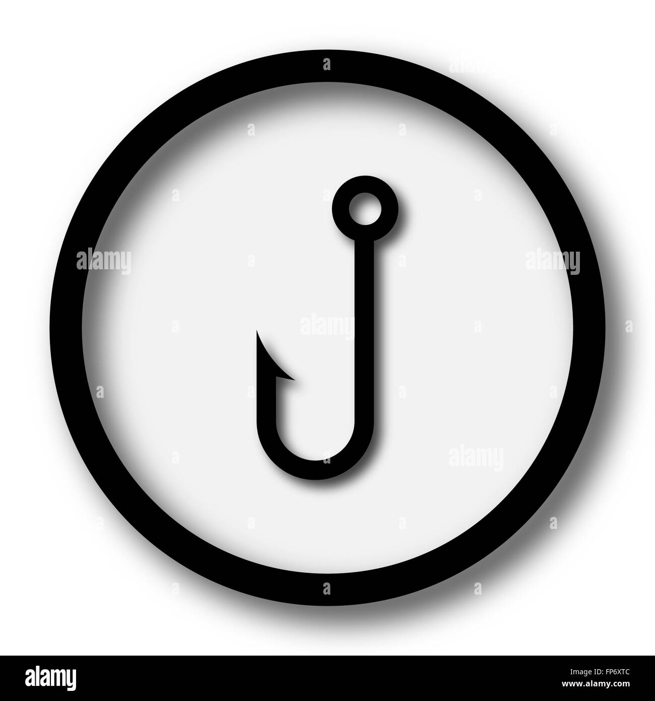 Fish hook icon. Internet button on white background Stock Photo - Alamy