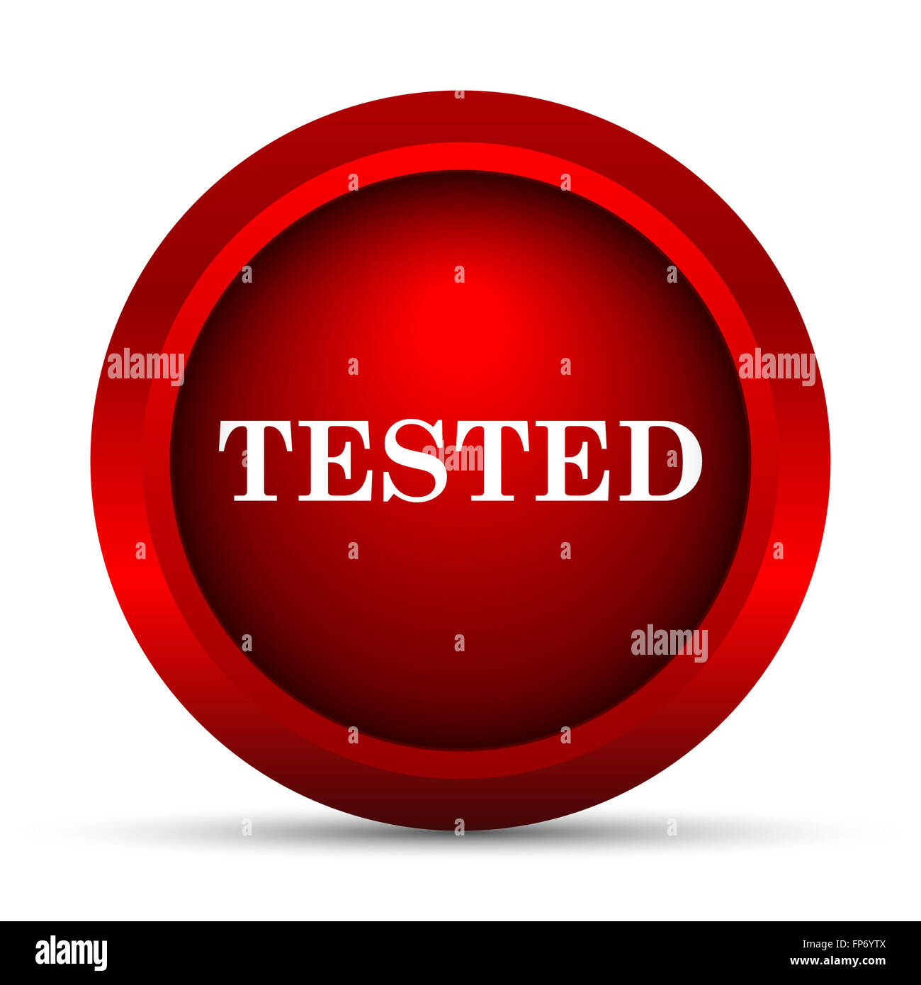 Tested icon. Internet button on white background Stock Photo - Alamy