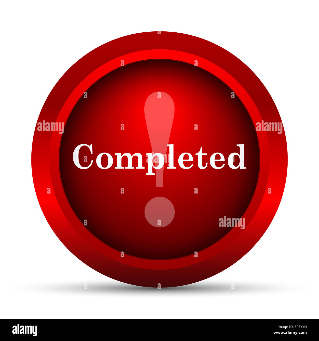 Completed icon. Internet button on white background Stock Photo - Alamy
