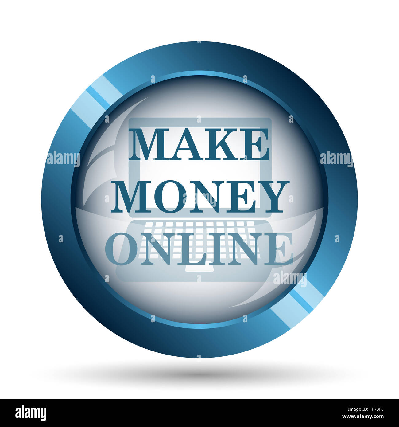 Make money online icon. Internet button on white background Stock Photo ...