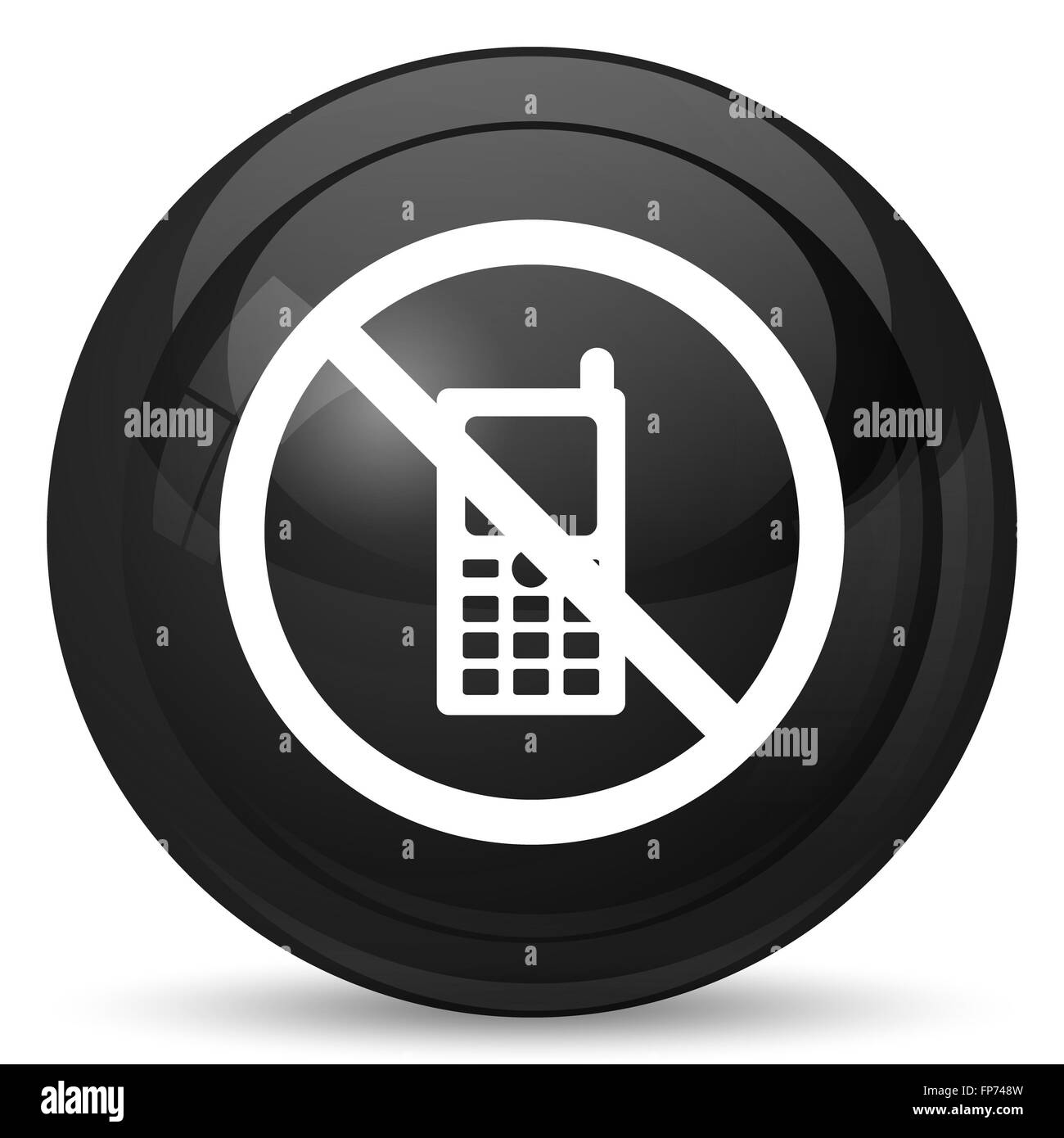 Mobile phone restricted icon. Internet button on white background Stock ...