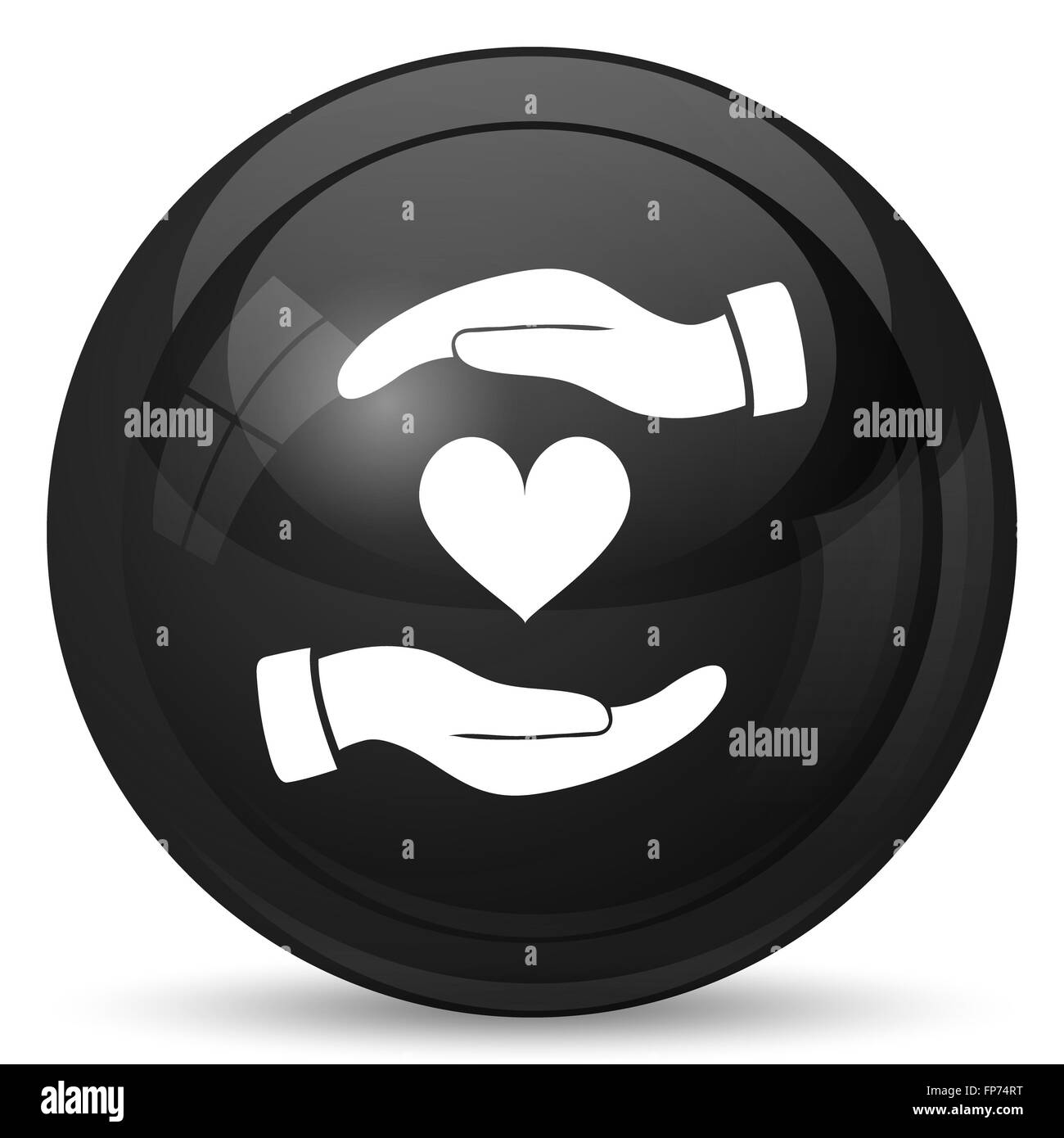 Hands holding heart icon. Internet button on white background Stock ...