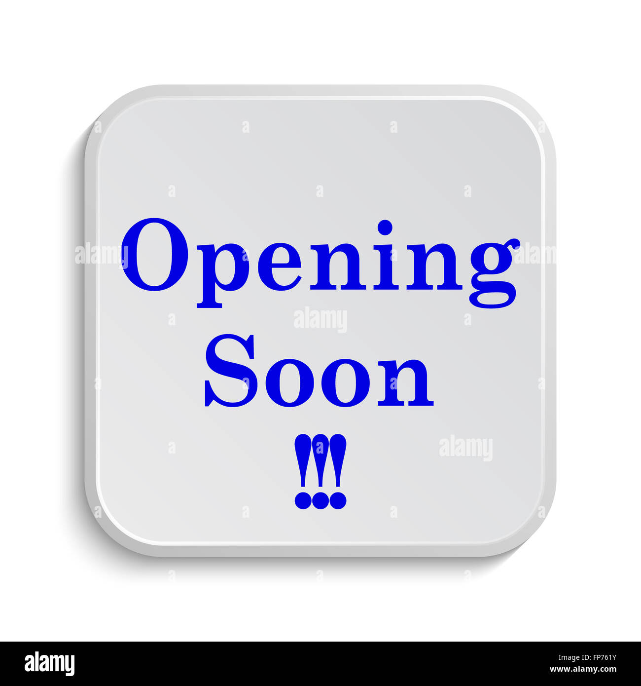 Opening soon icon. Internet button on white background Stock Photo - Alamy