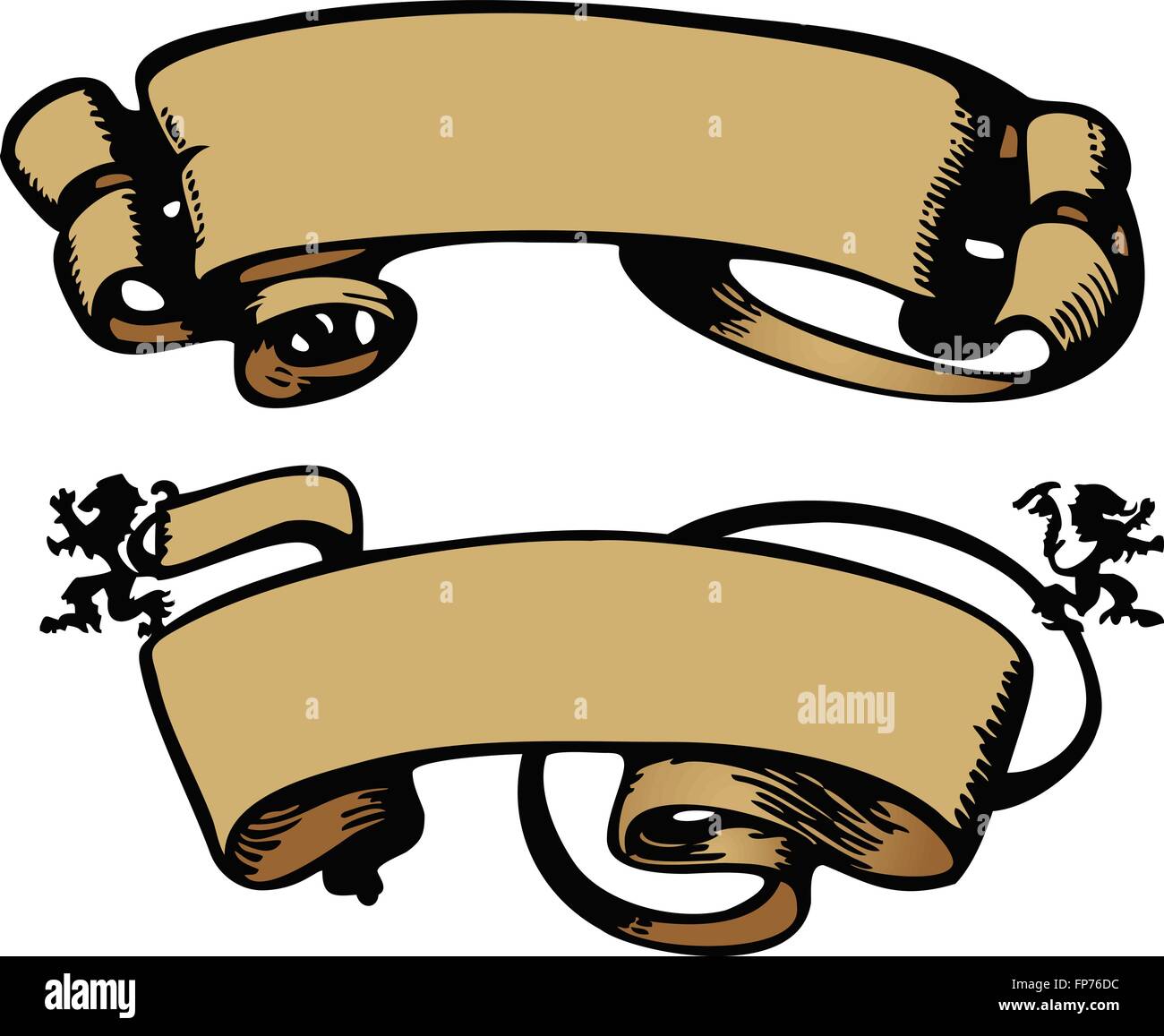 Two Banners In An Antique Style And Medieval Tone Stock Vector
