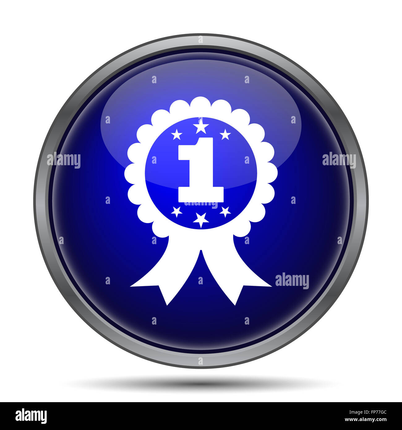 First prize ribbon icon. Internet button on white background Stock ...