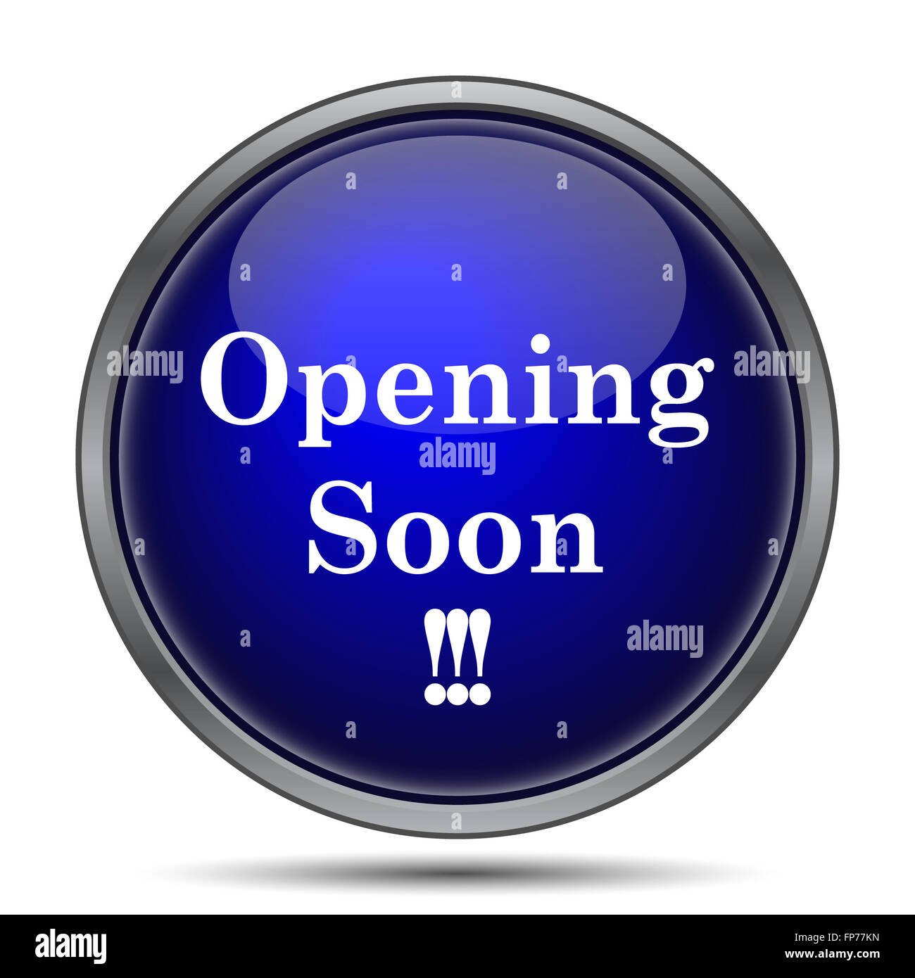 Opening soon icon. Internet button on white background Stock Photo - Alamy