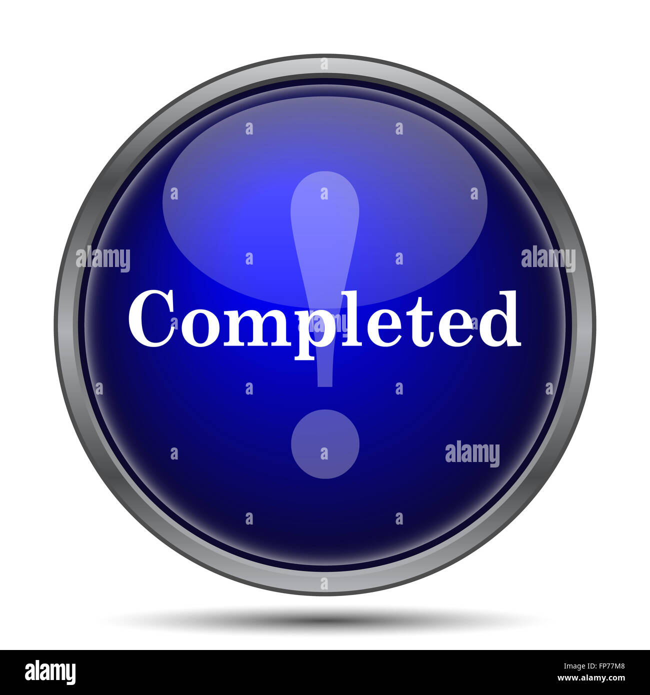 Completed icon. Internet button on white background Stock Photo - Alamy