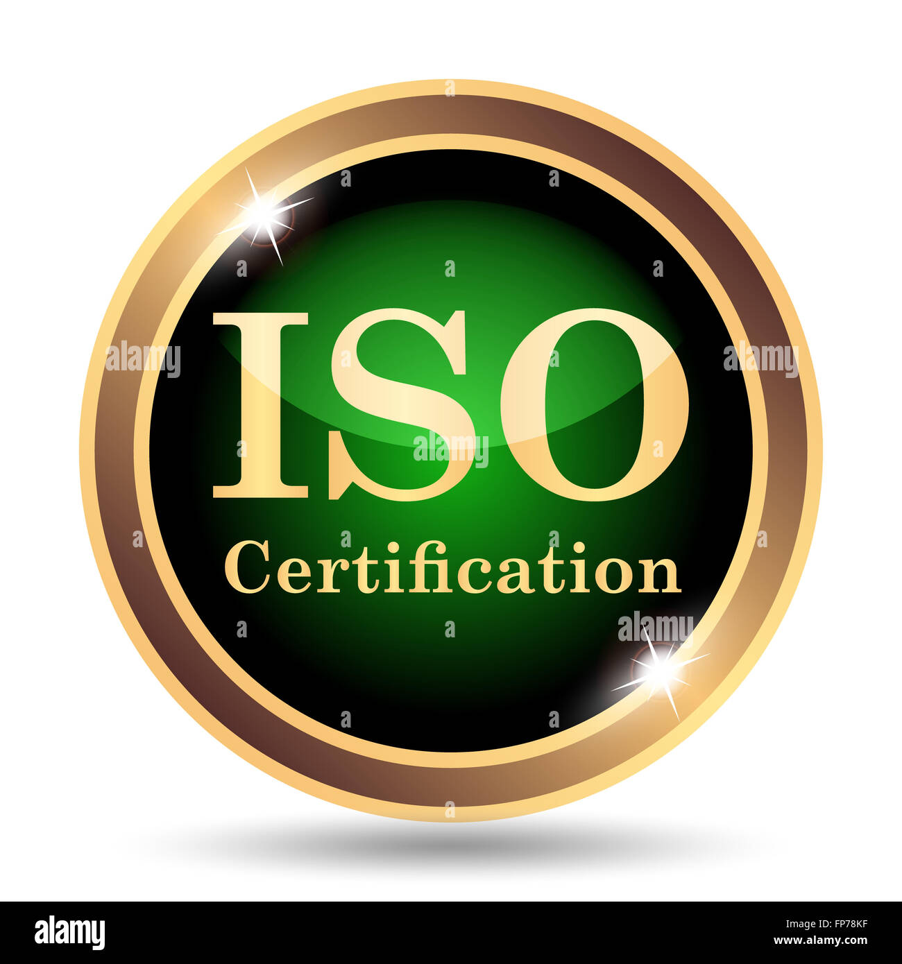 ISO certification icon. Internet button on white background Stock Photo ...