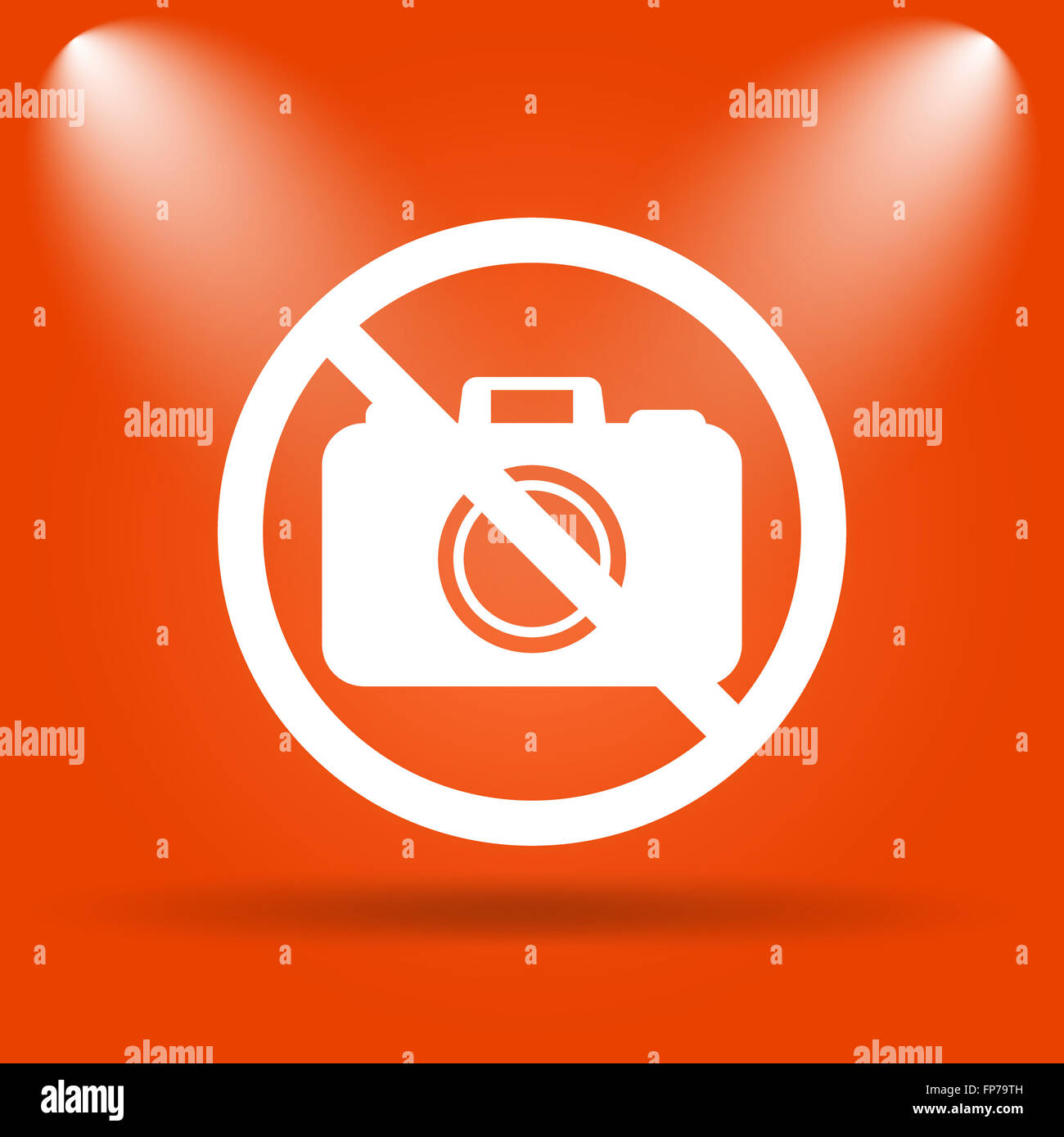 Forbidden camera icon. Internet button on orange background Stock Photo ...