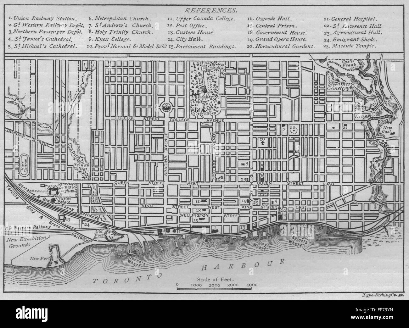 TORONTO: Map of Toronto, 1882 Stock Photo