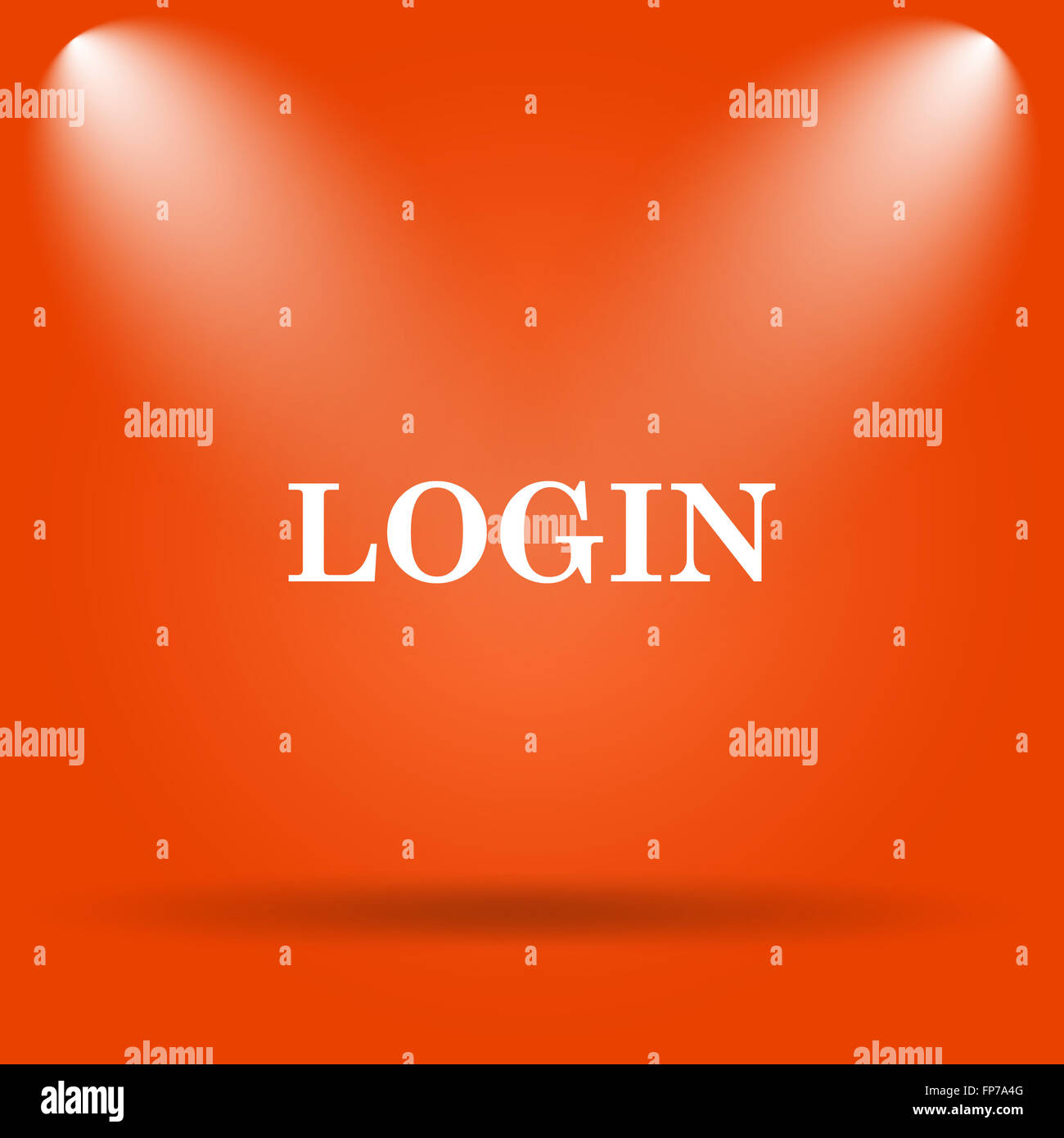 Login icon. Internet button on orange background Stock Photo - Alamy