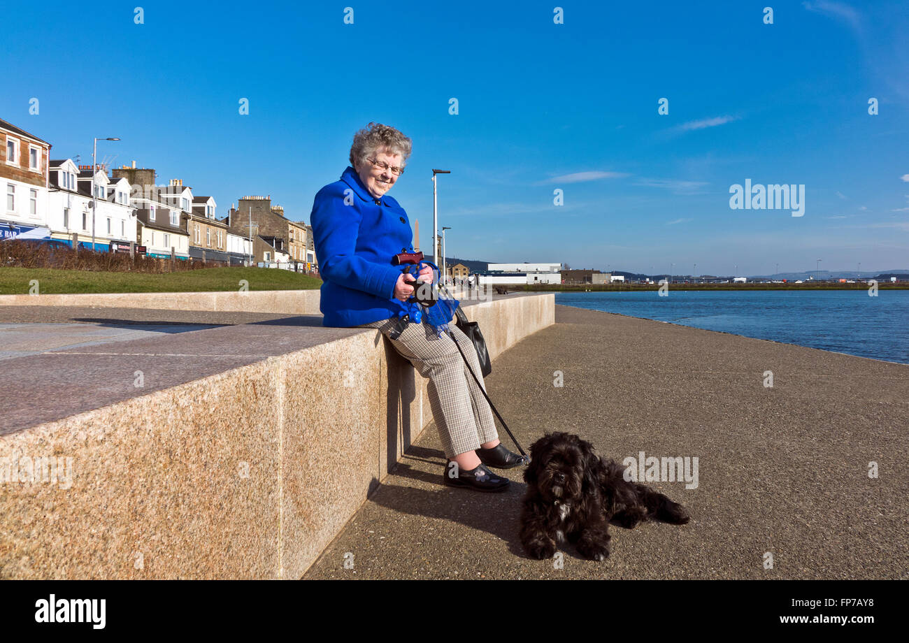 Senior woman and her dog Stock Photo