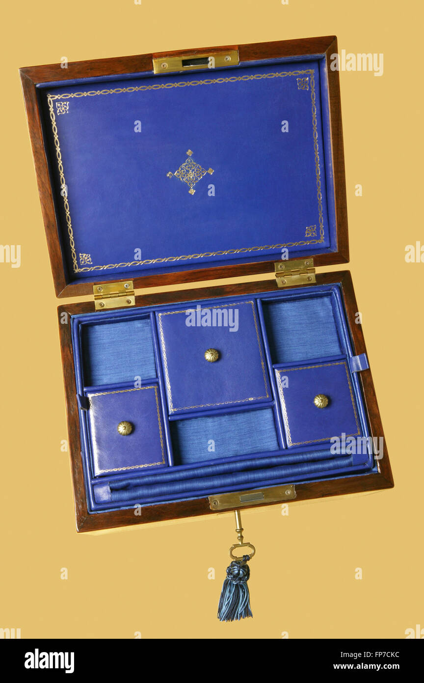 Open wooden jewelry box isolated on yellow. Vertical Stock Photo Alamy