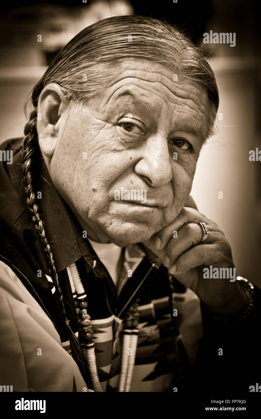 Native American Man In Sepia Stock Photo