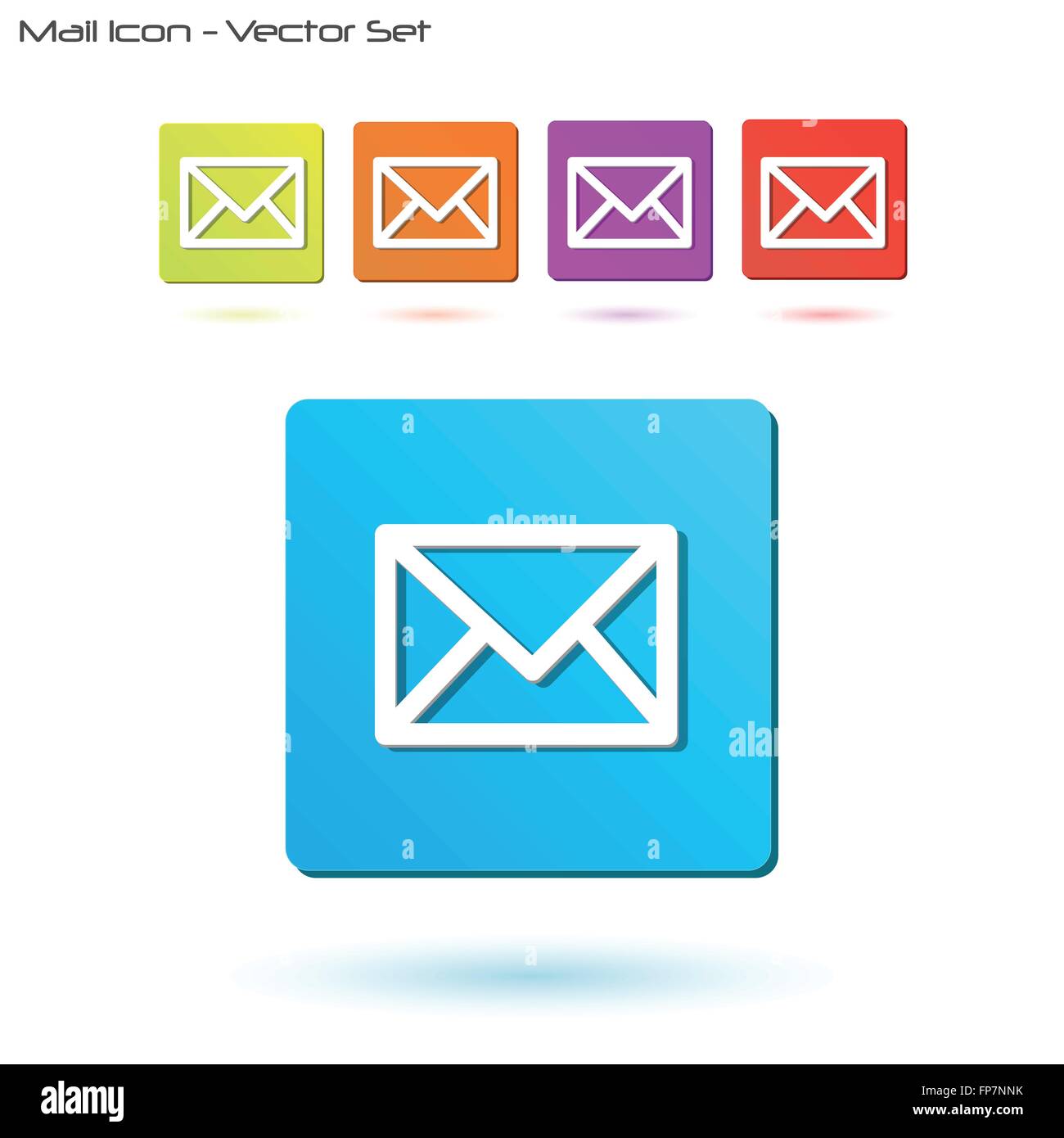 Image of various colorful mail icons isolated on a white background